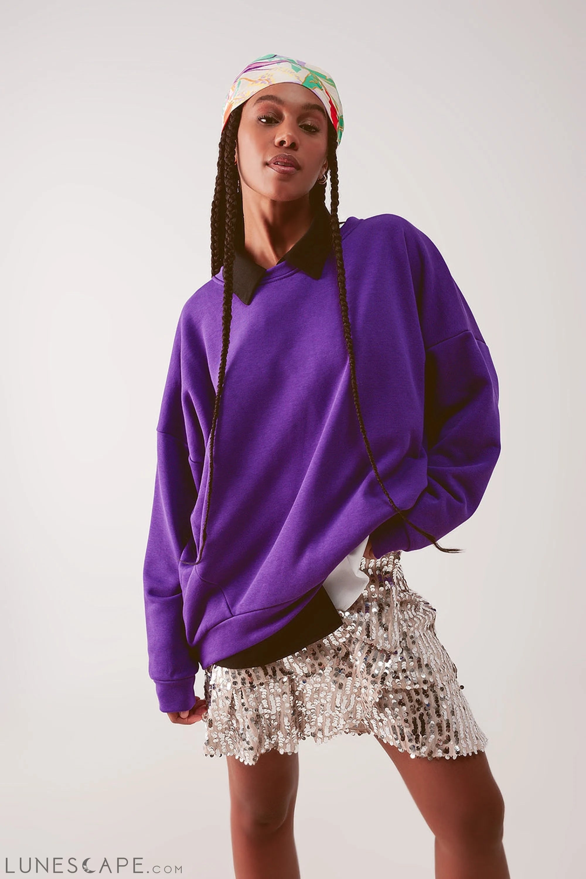 Oversized Sweatshirt in Purple LUNESCAPE