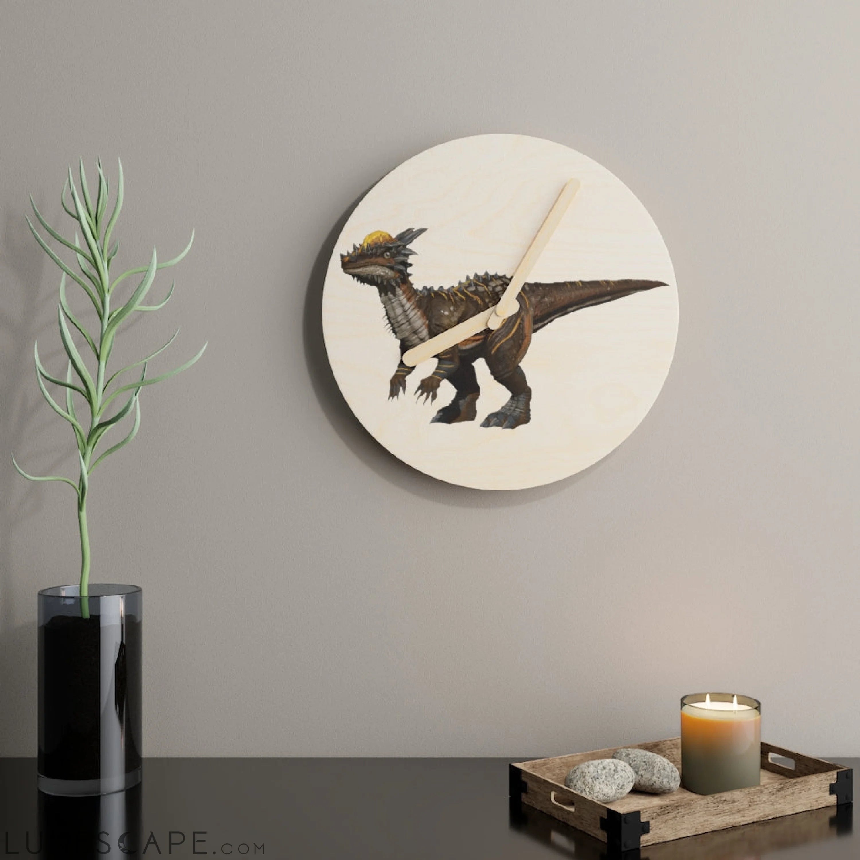 Pachycephalosaurus Wooden Wall Clock LUNESCAPE