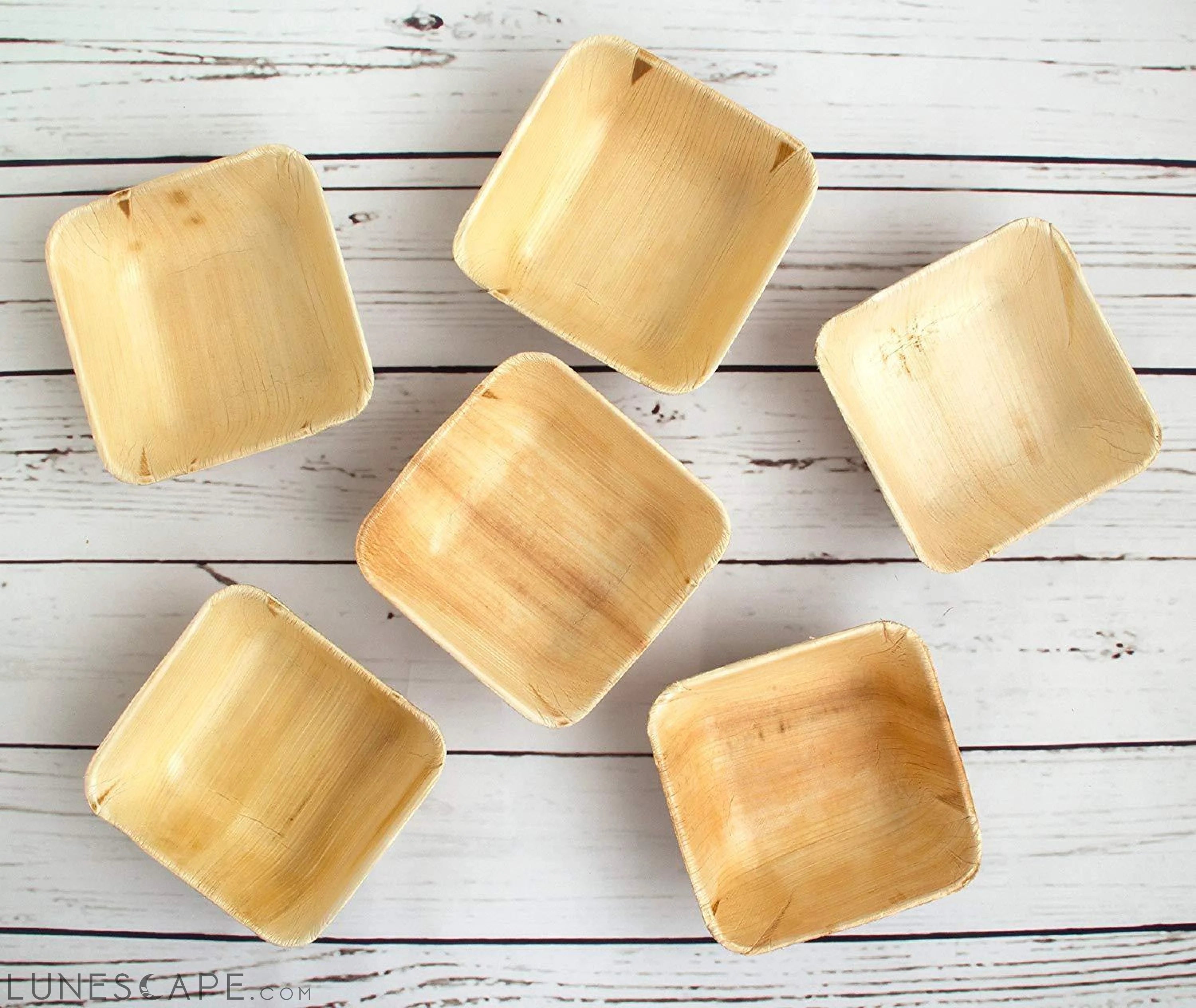 Palm Leaf Deep Square Bowls 5" Inch LUNESCAPE