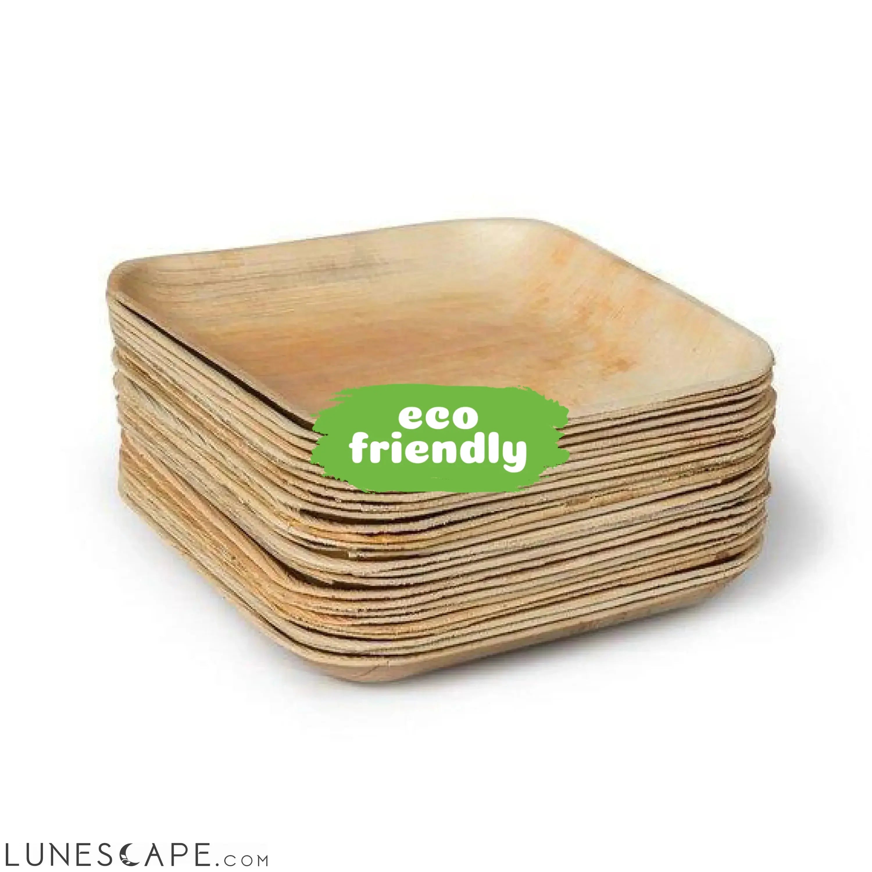 Palm Leaf Square Plates 9" Inch Set LUNESCAPE