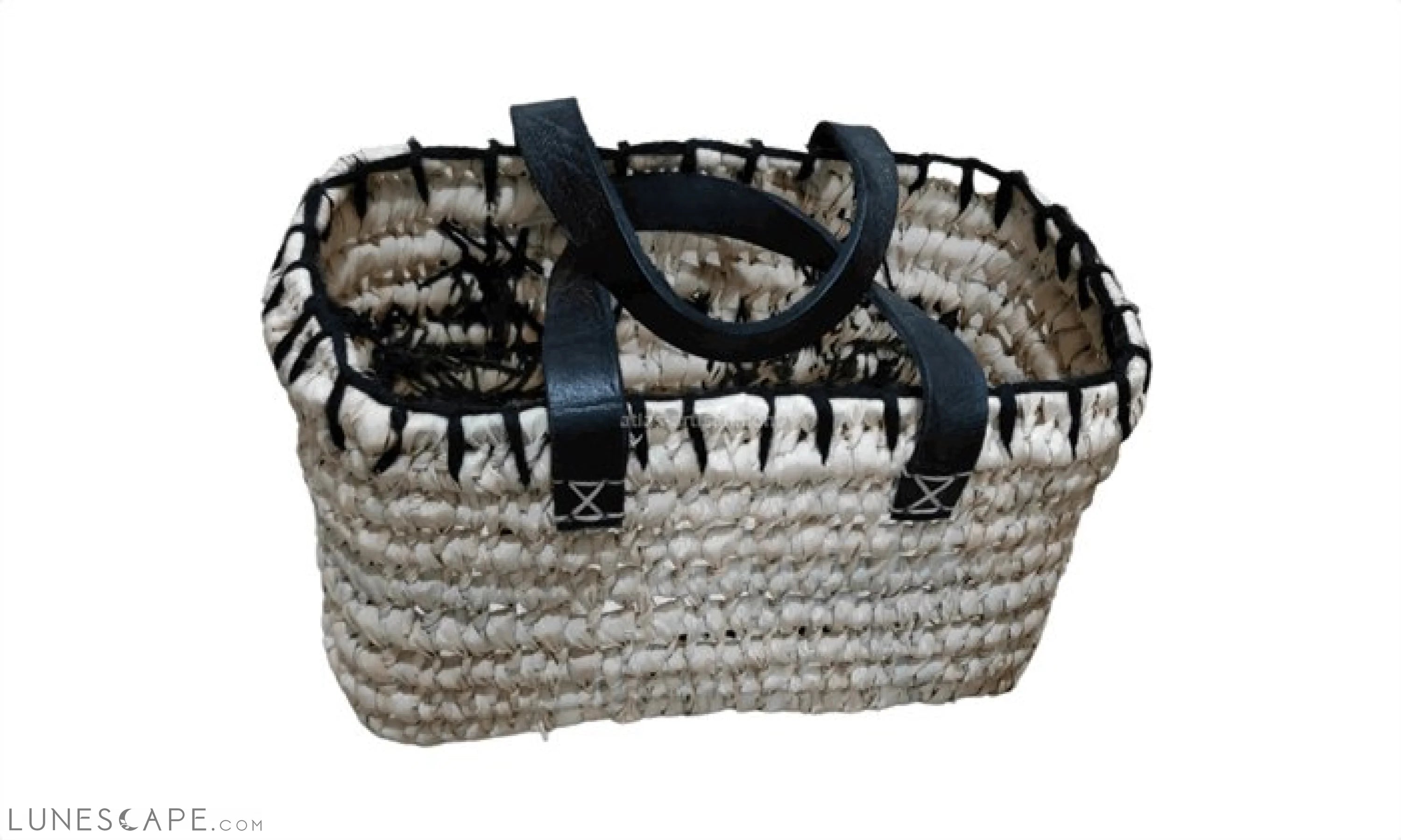 Panier Petit Cactus Embroidered Raffia Handmade Open-Top Tote LUNESCAPE