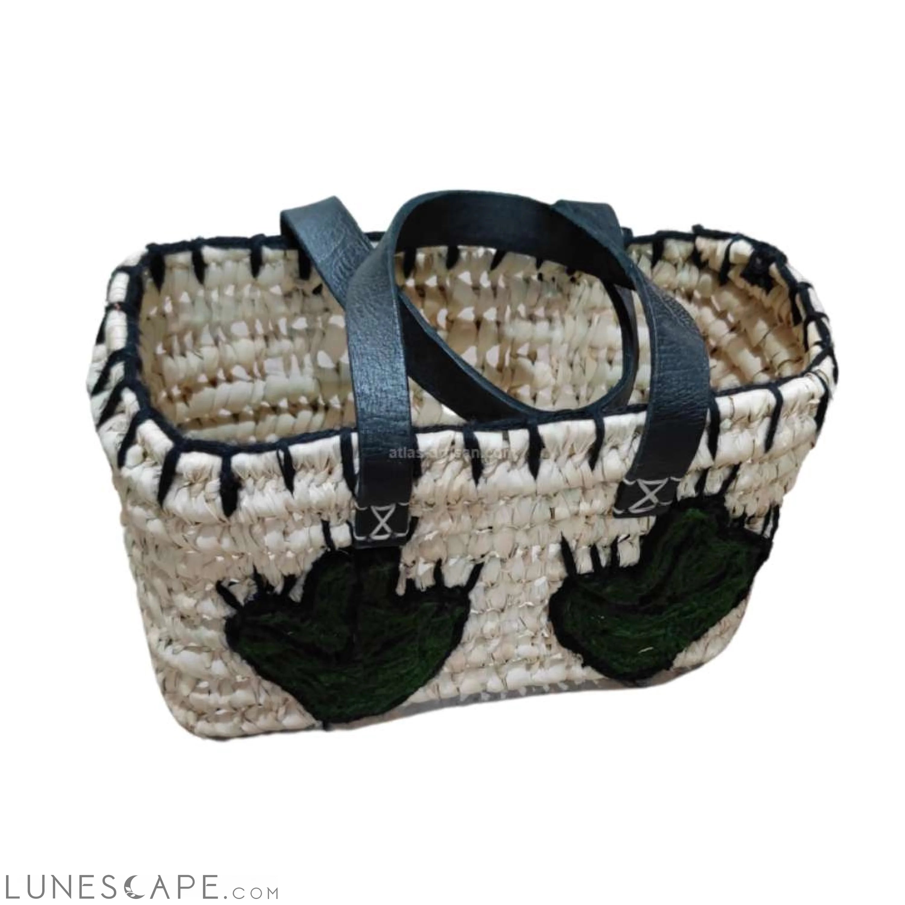 Panier Petit Cactus Embroidered Raffia Handmade Open-Top Tote LUNESCAPE