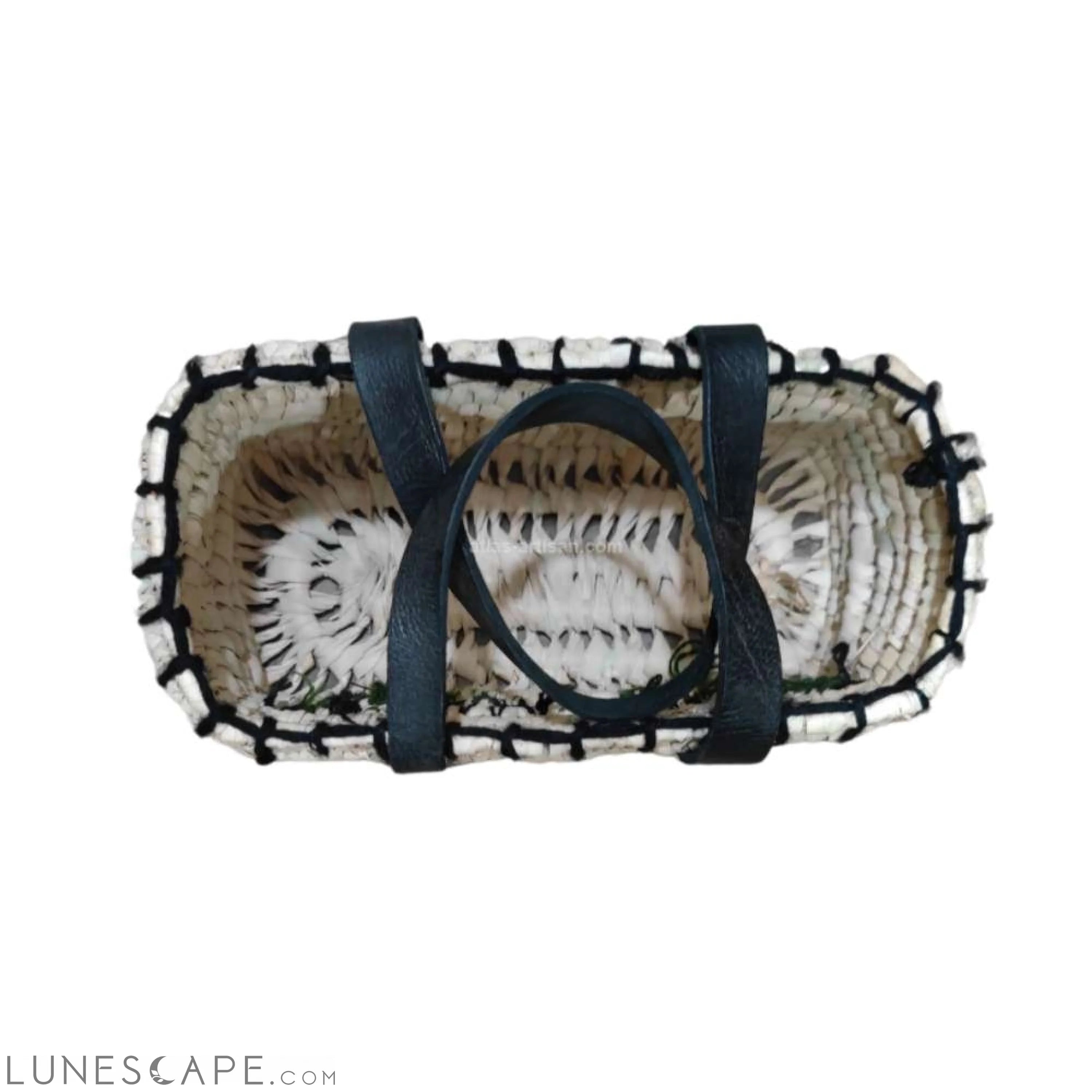 Panier Petit Cactus Embroidered Raffia Handmade Open-Top Tote LUNESCAPE