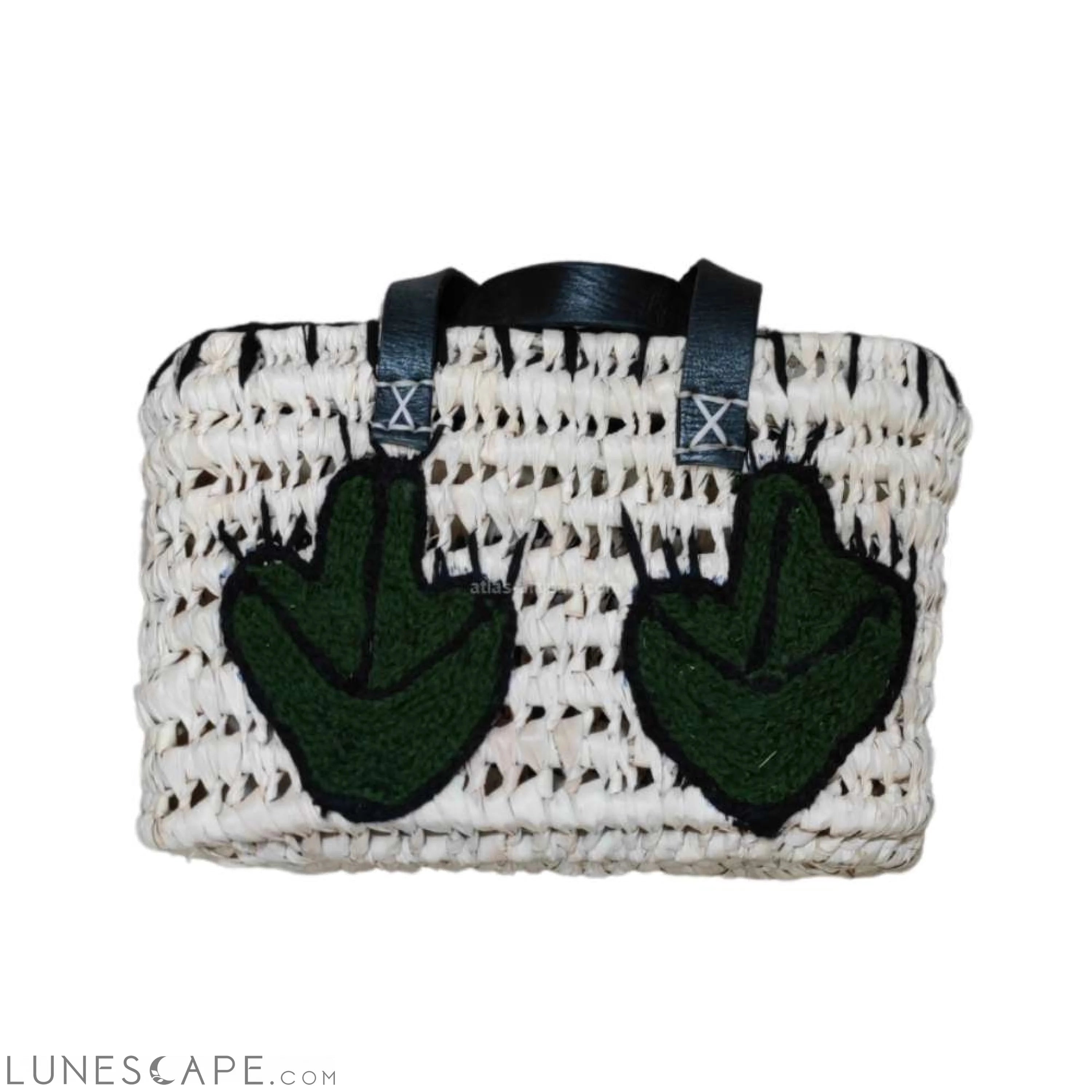 Panier Petit Cactus Embroidered Raffia Handmade Open-Top Tote LUNESCAPE