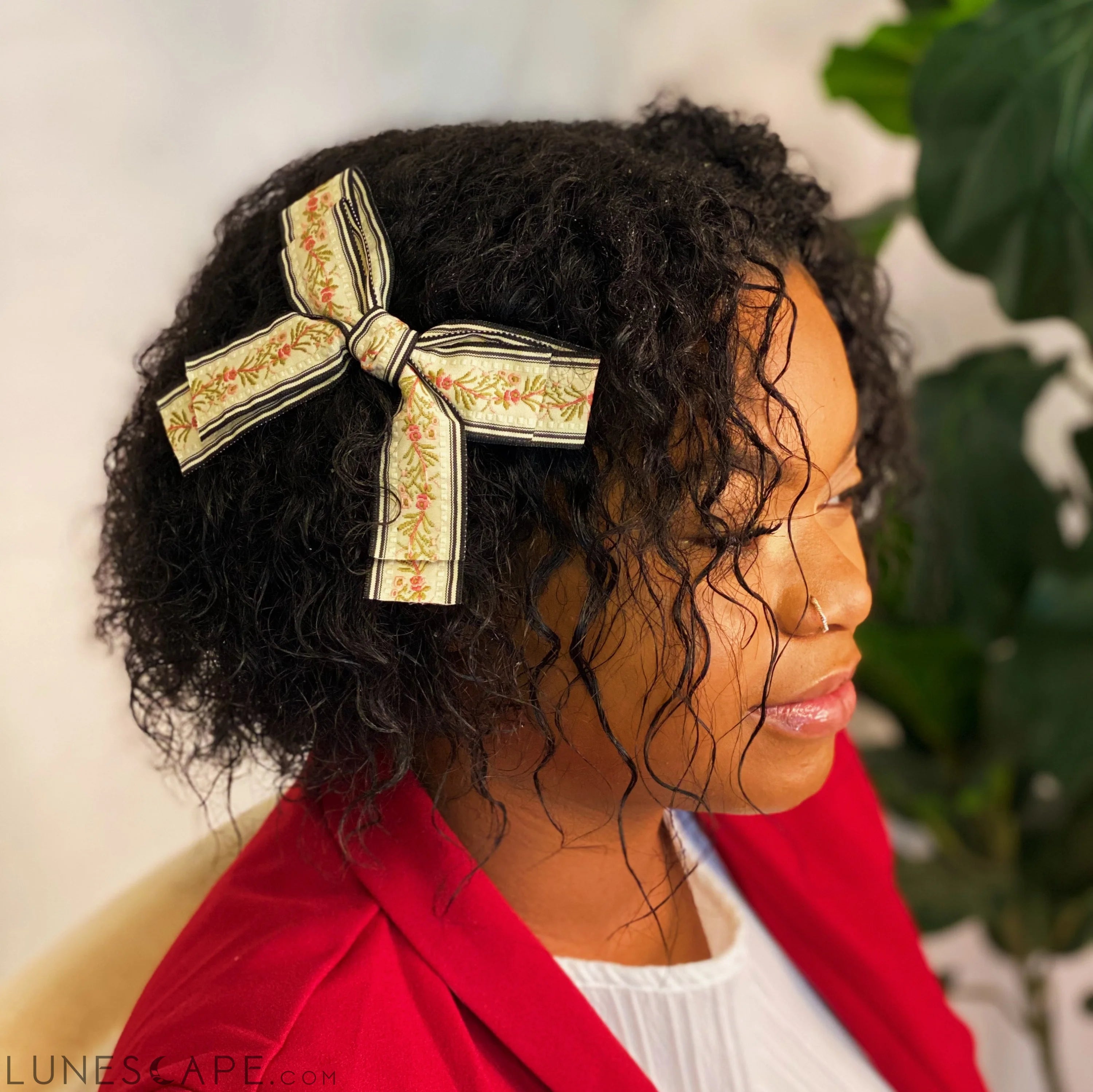 Parisian Embroidered Bow Barrette Set LUNESCAPE