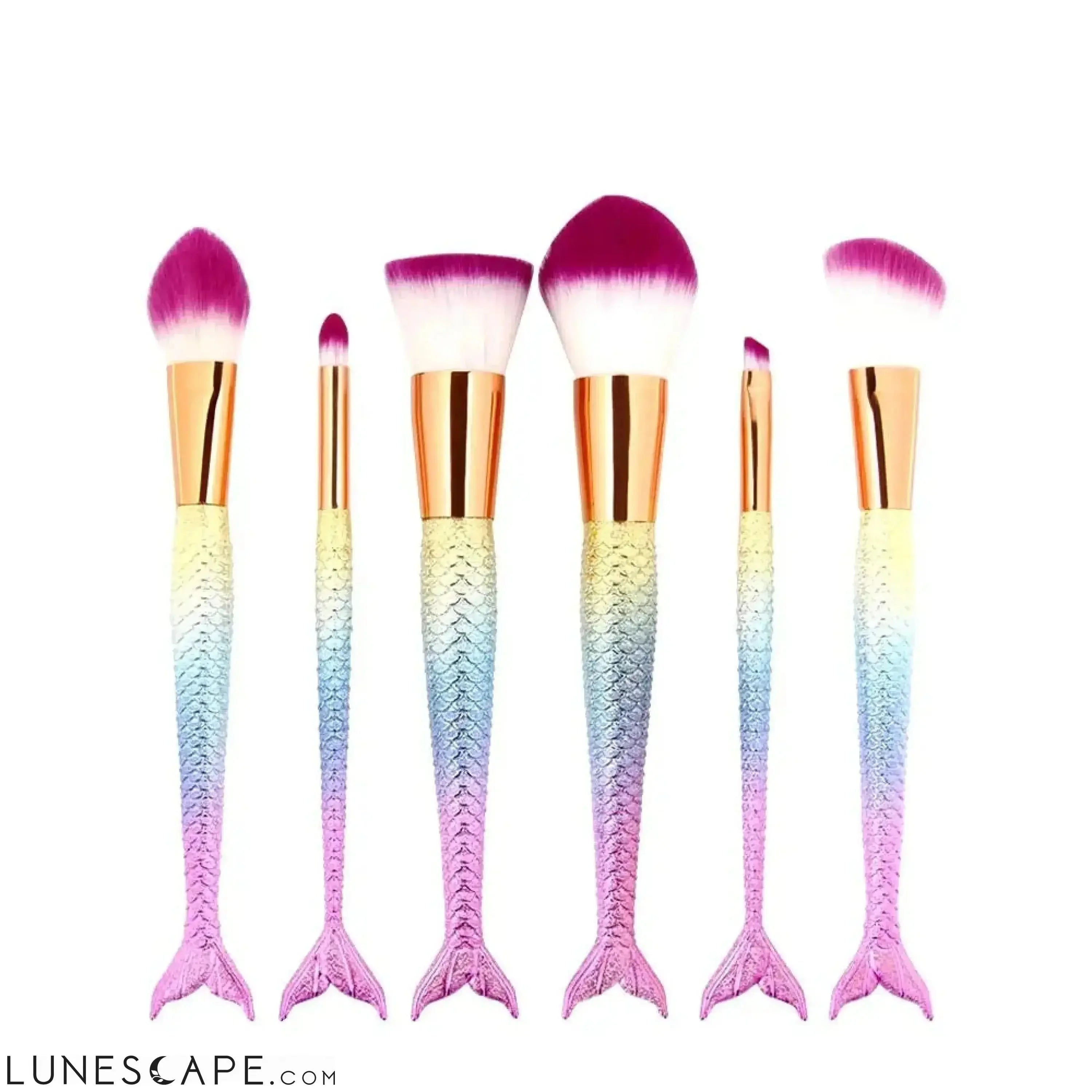 Pastel Mermaid Tail Makeup Brushes - Set of 6 LUNESCAPE