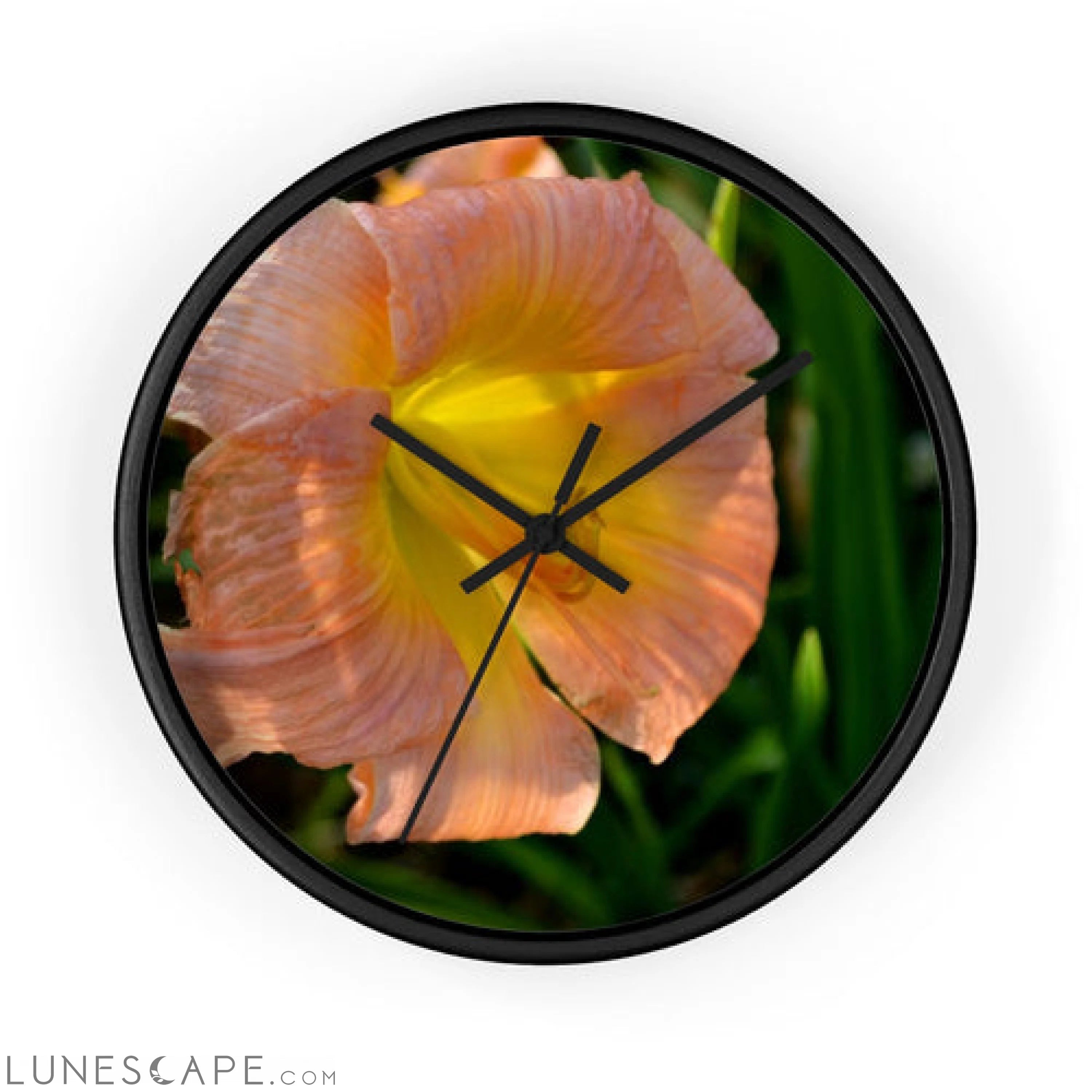 Peach and Yellow Flowers Wall clock LUNESCAPE