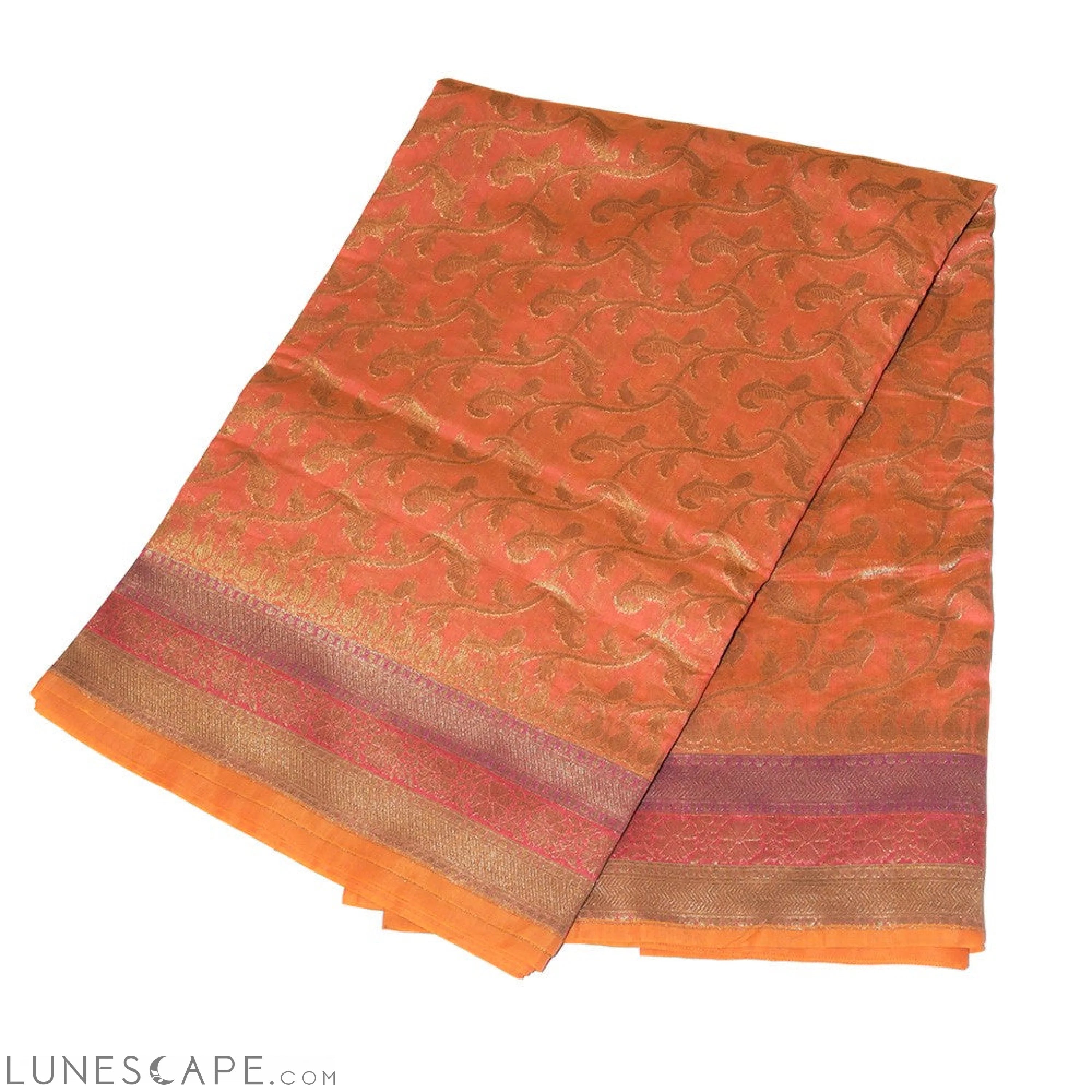 Peach Color Self Weaving Benarasi Saree LUNESCAPE