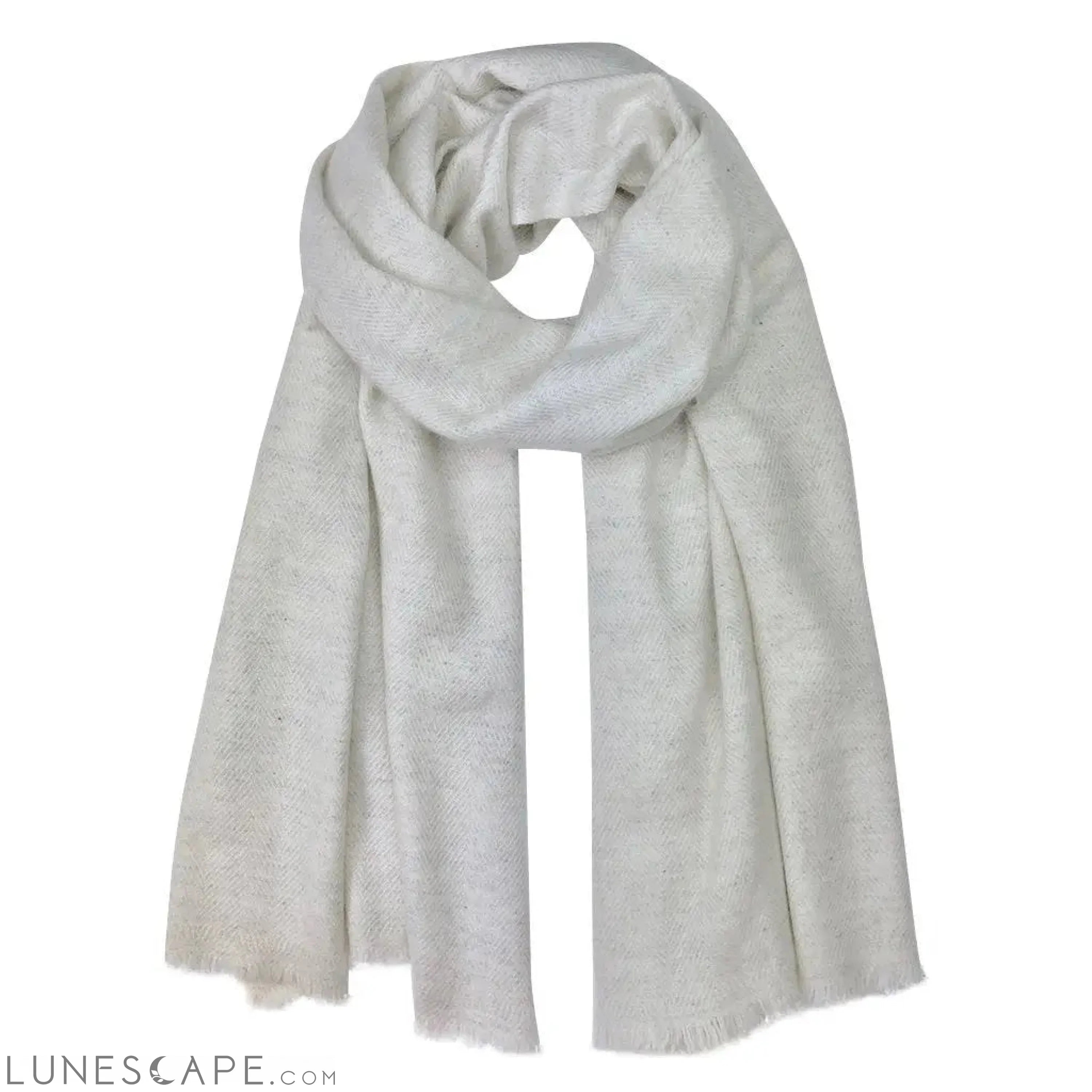 Pearl Herringbone Cashmere Scarf LUNESCAPE