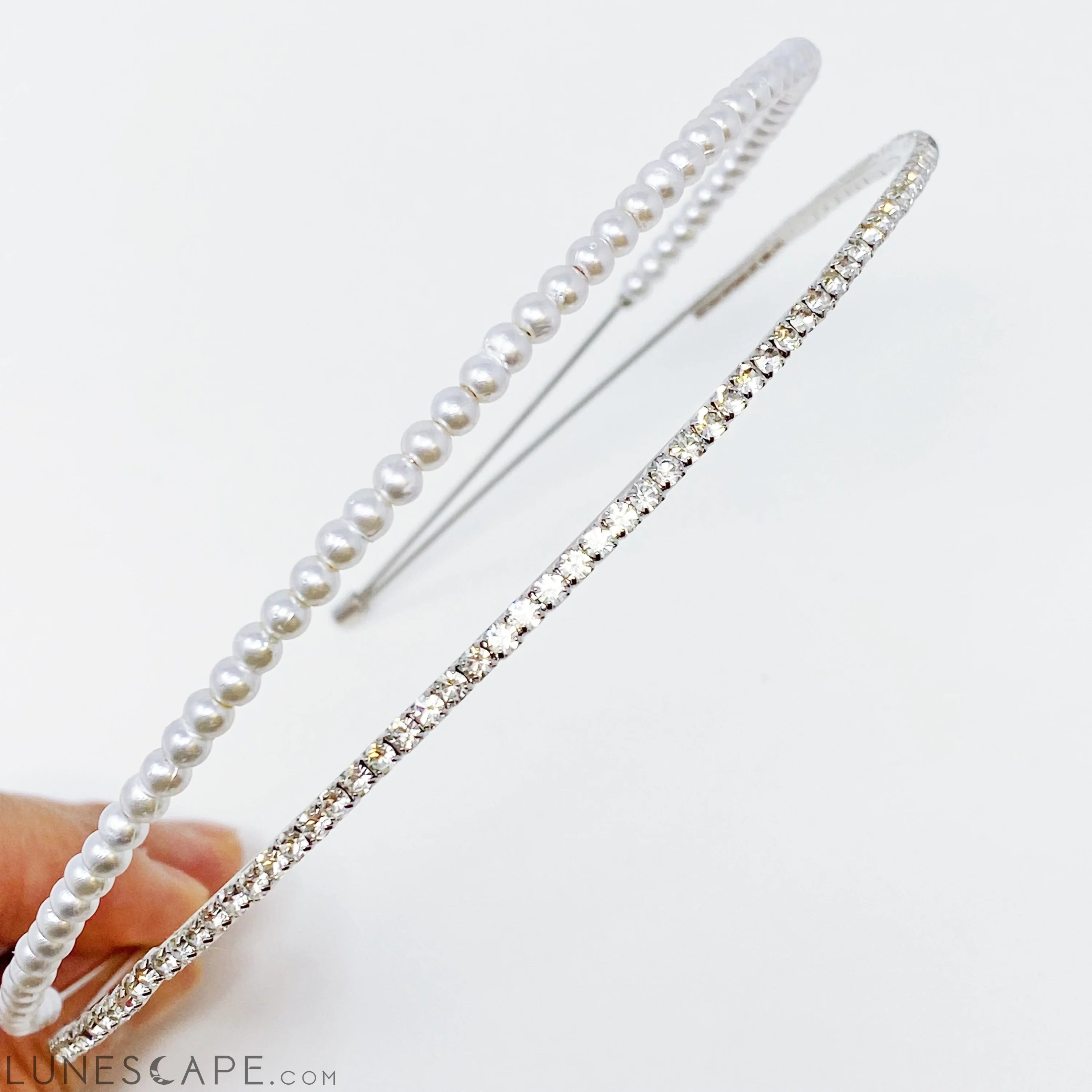 Pearls and Diamond Duo Headband LUNESCAPE