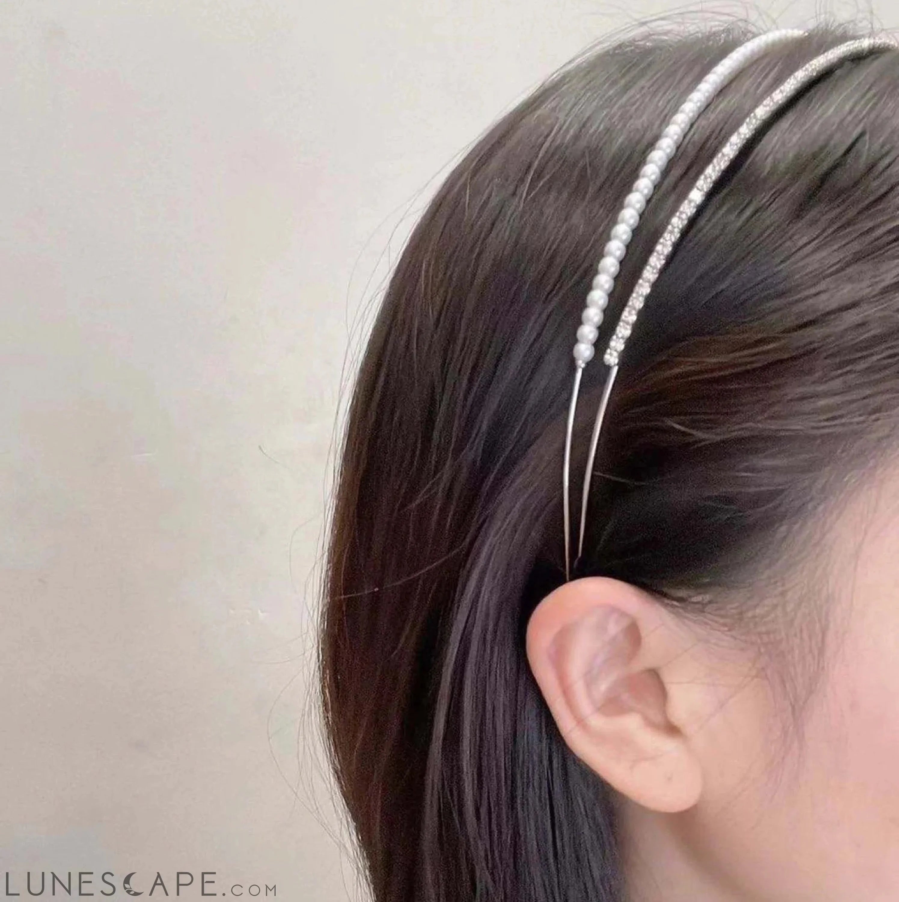 Pearls and Diamond Duo Headband LUNESCAPE