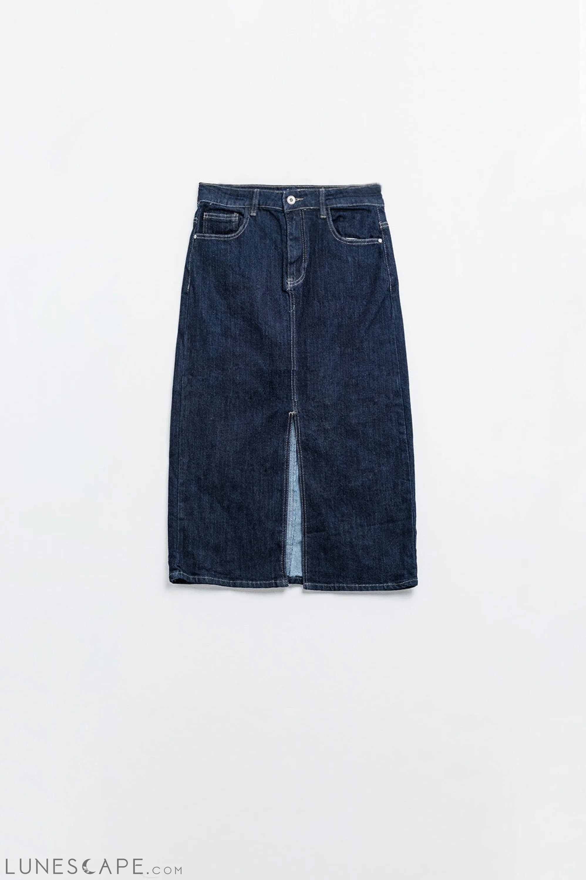 Pencil Denim Skirt in Dark Wash LUNESCAPE