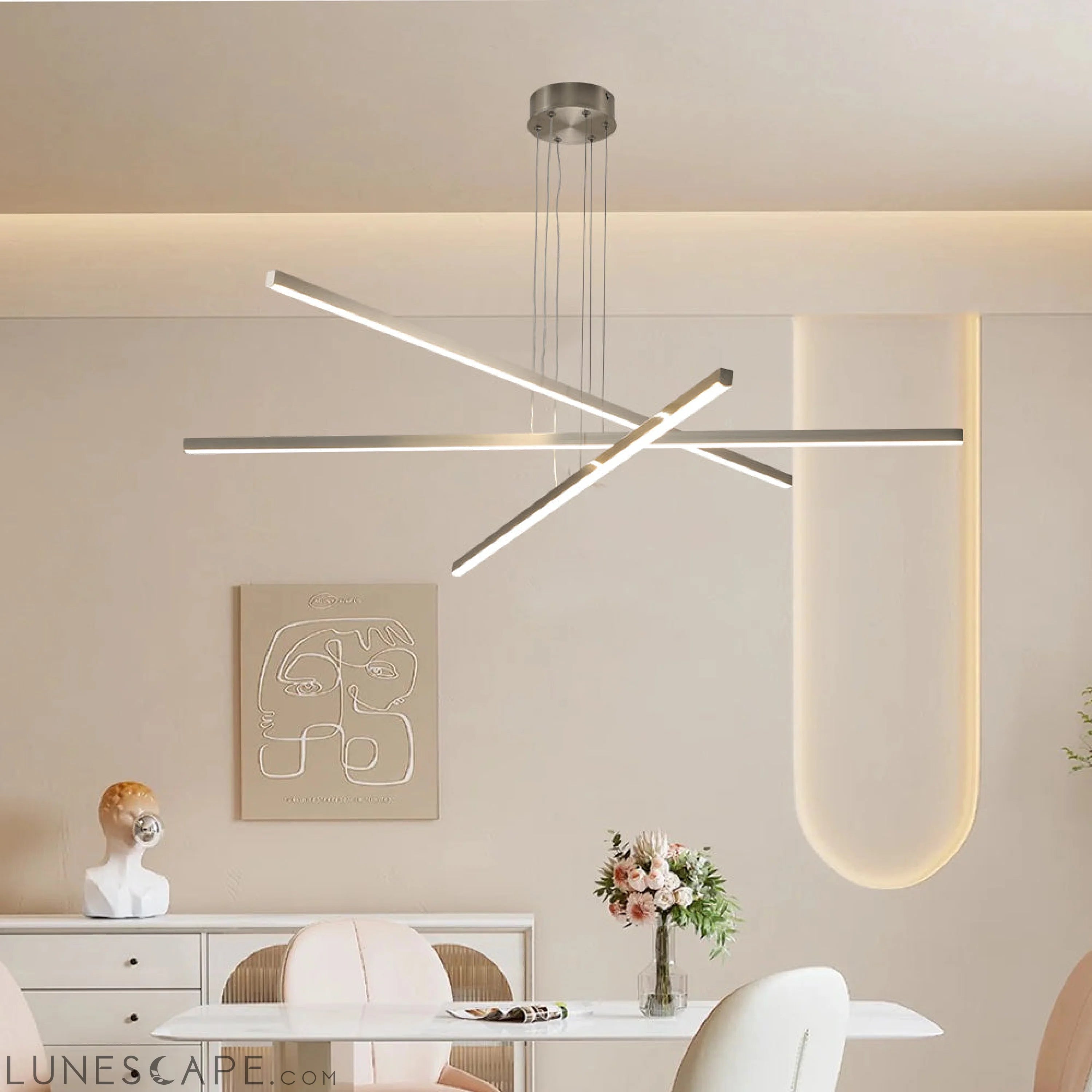Pendant Lighting Fixture in Silver Integrated LED LUNESCAPE