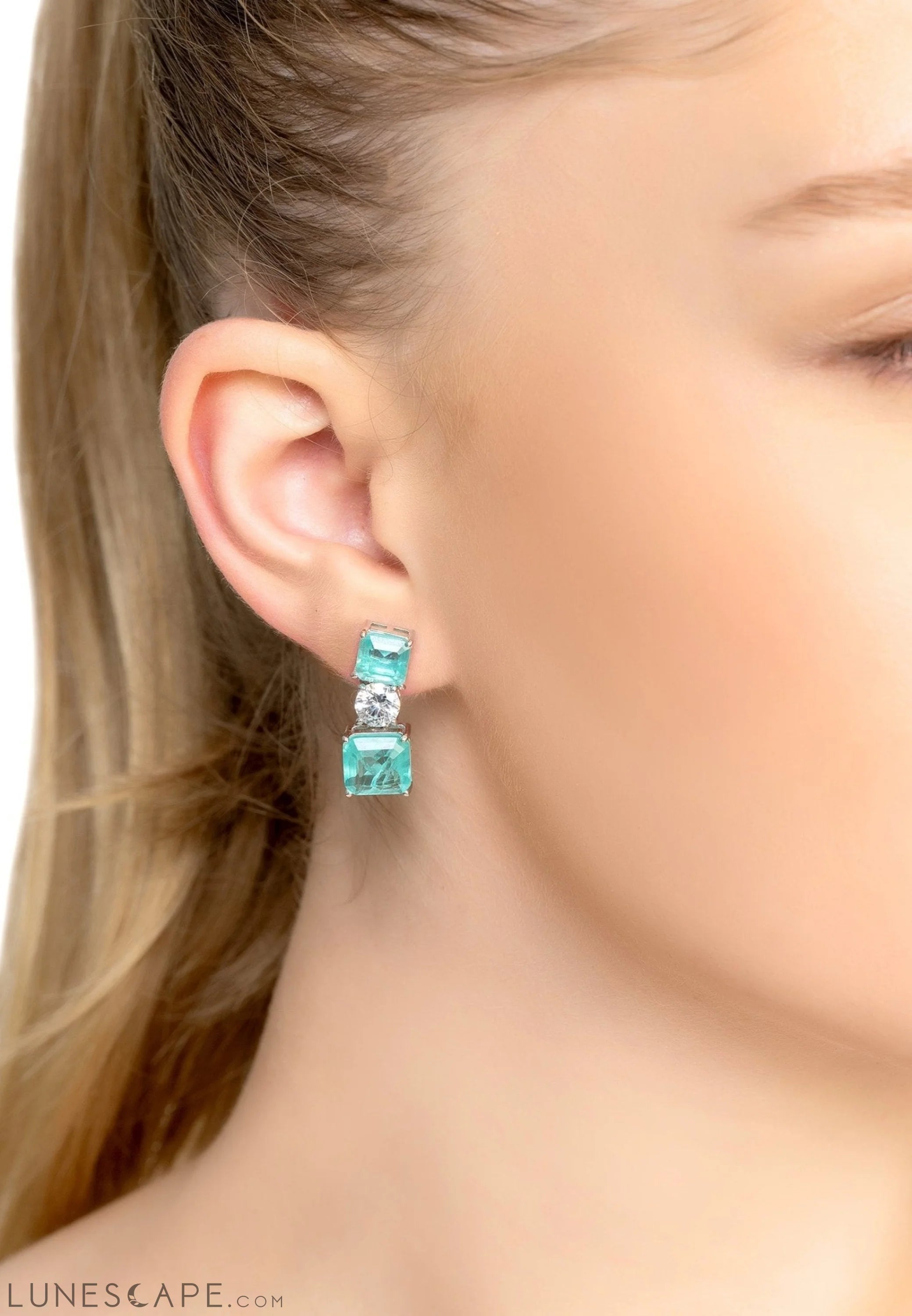 Penelope Drop Earrings Paraiba Tourmaline Silver LUNESCAPE