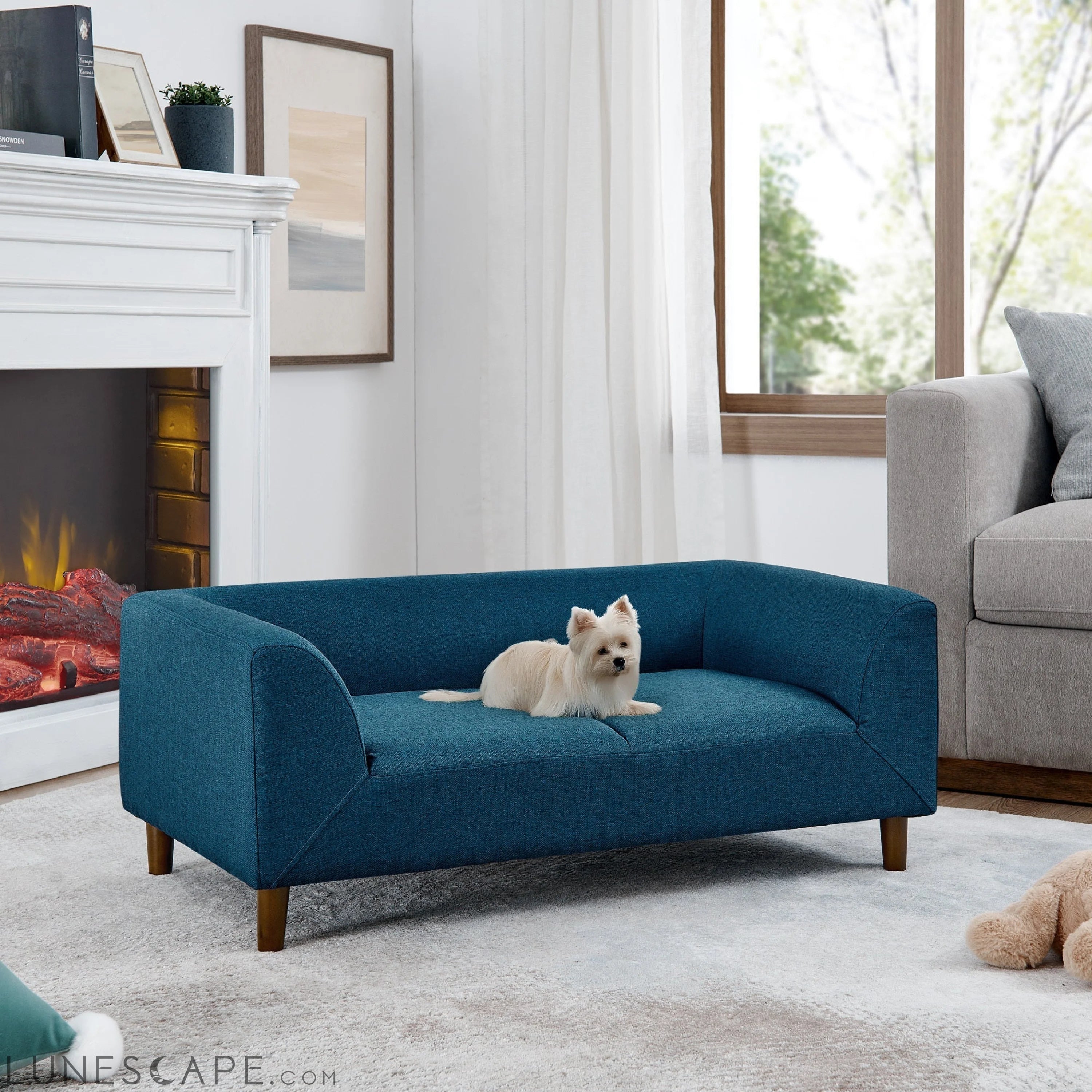 Pet sofa with backrest and armrests, modern rectangular pet sofa LUNESCAPE