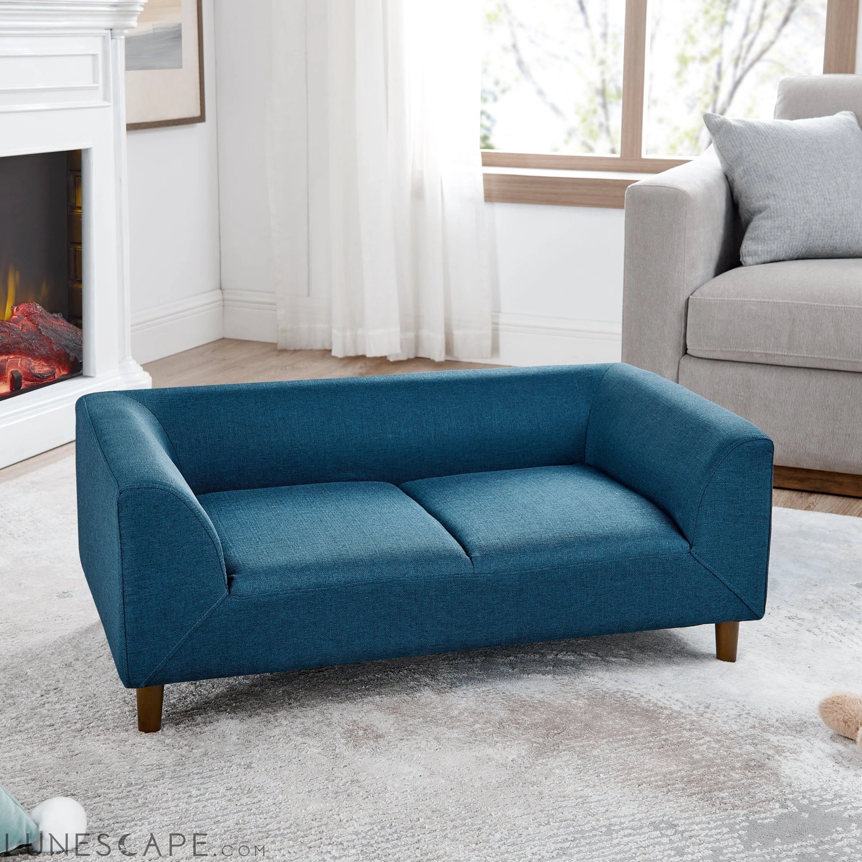 Pet sofa with backrest and armrests, modern rectangular pet sofa LUNESCAPE
