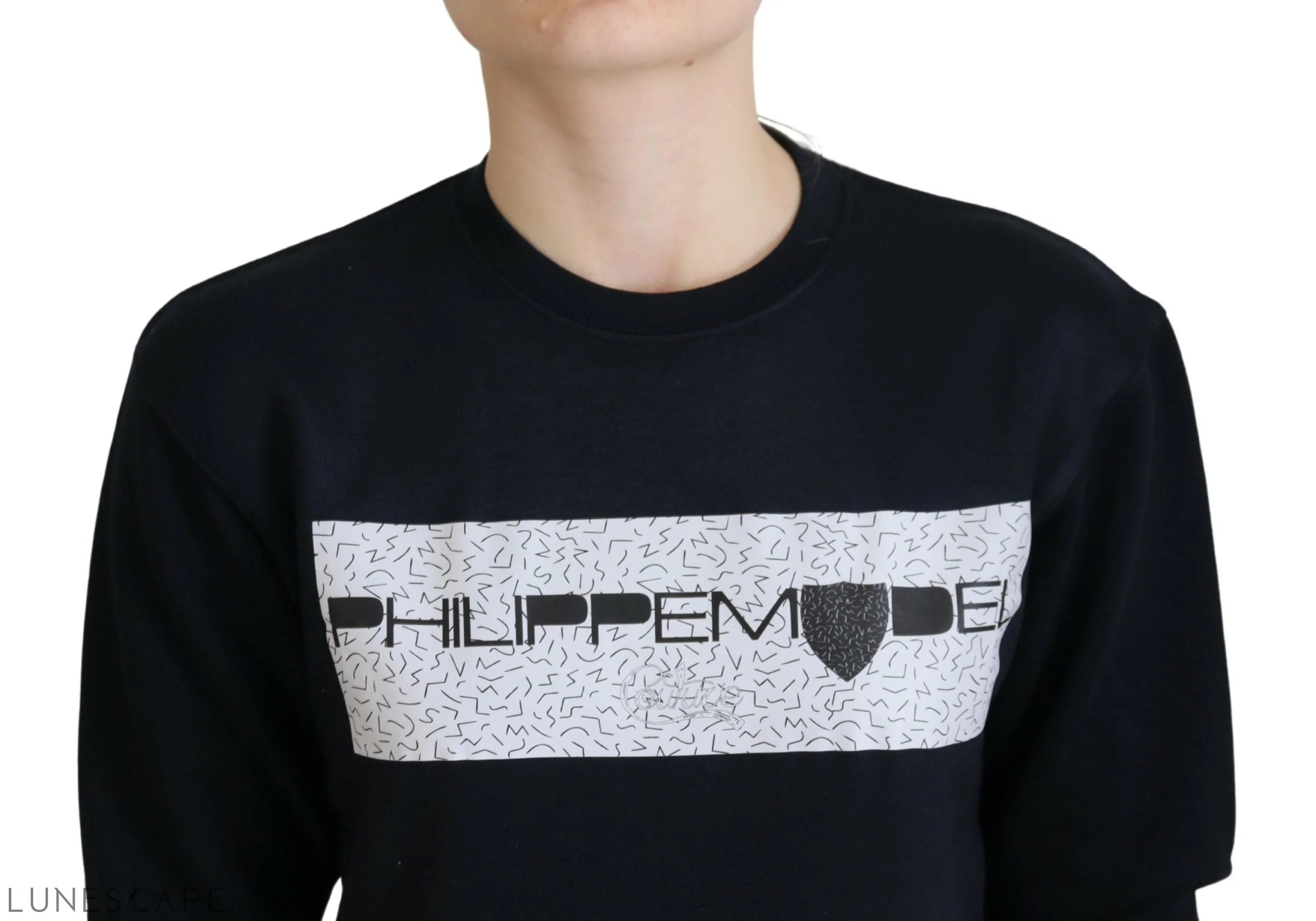 Philippe Model Chic Black Printed Cotton Sweater LUNESCAPE