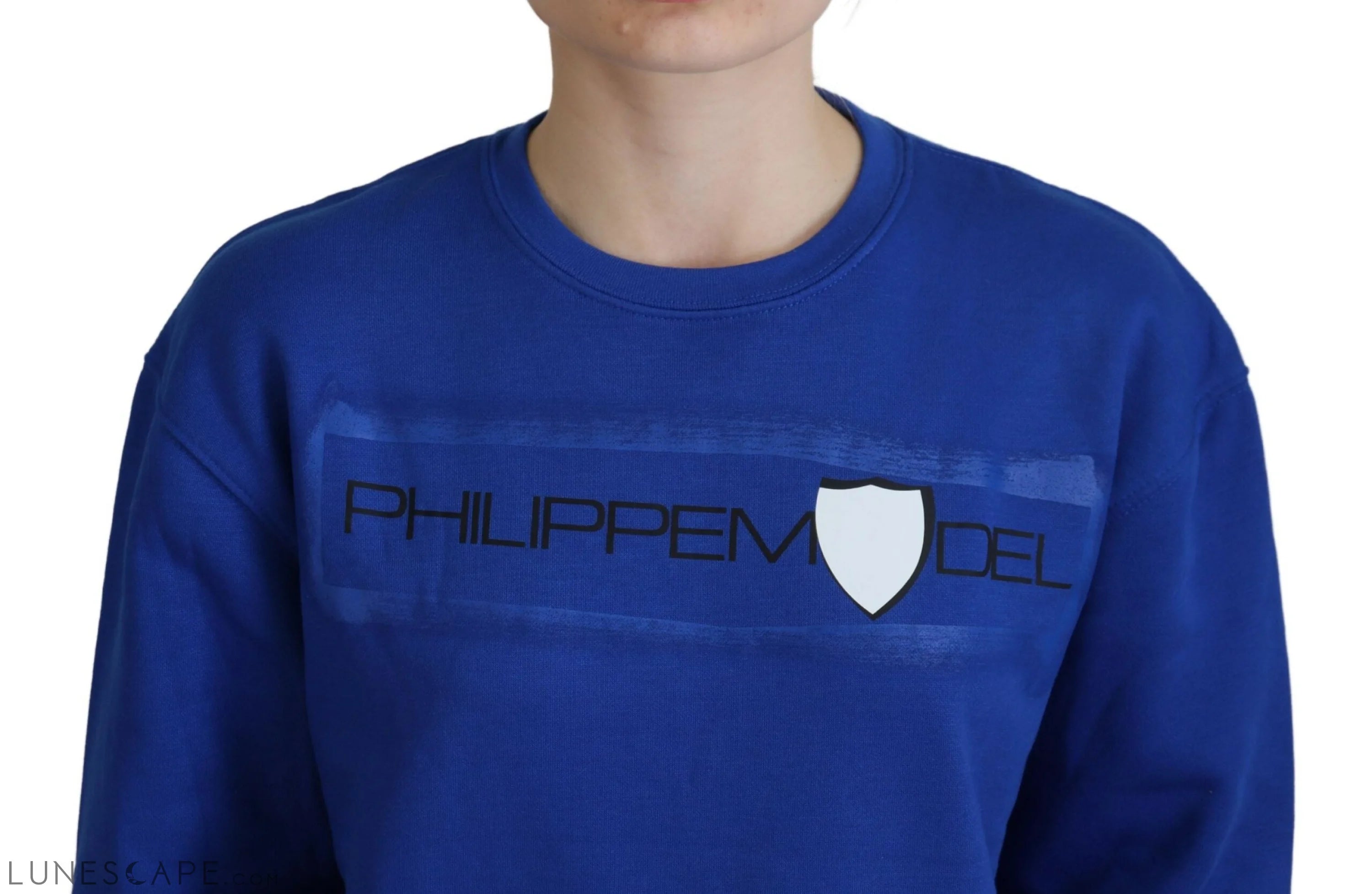 Philippe Model Chic Blue Printed Long Sleeve Pullover Sweater LUNESCAPE