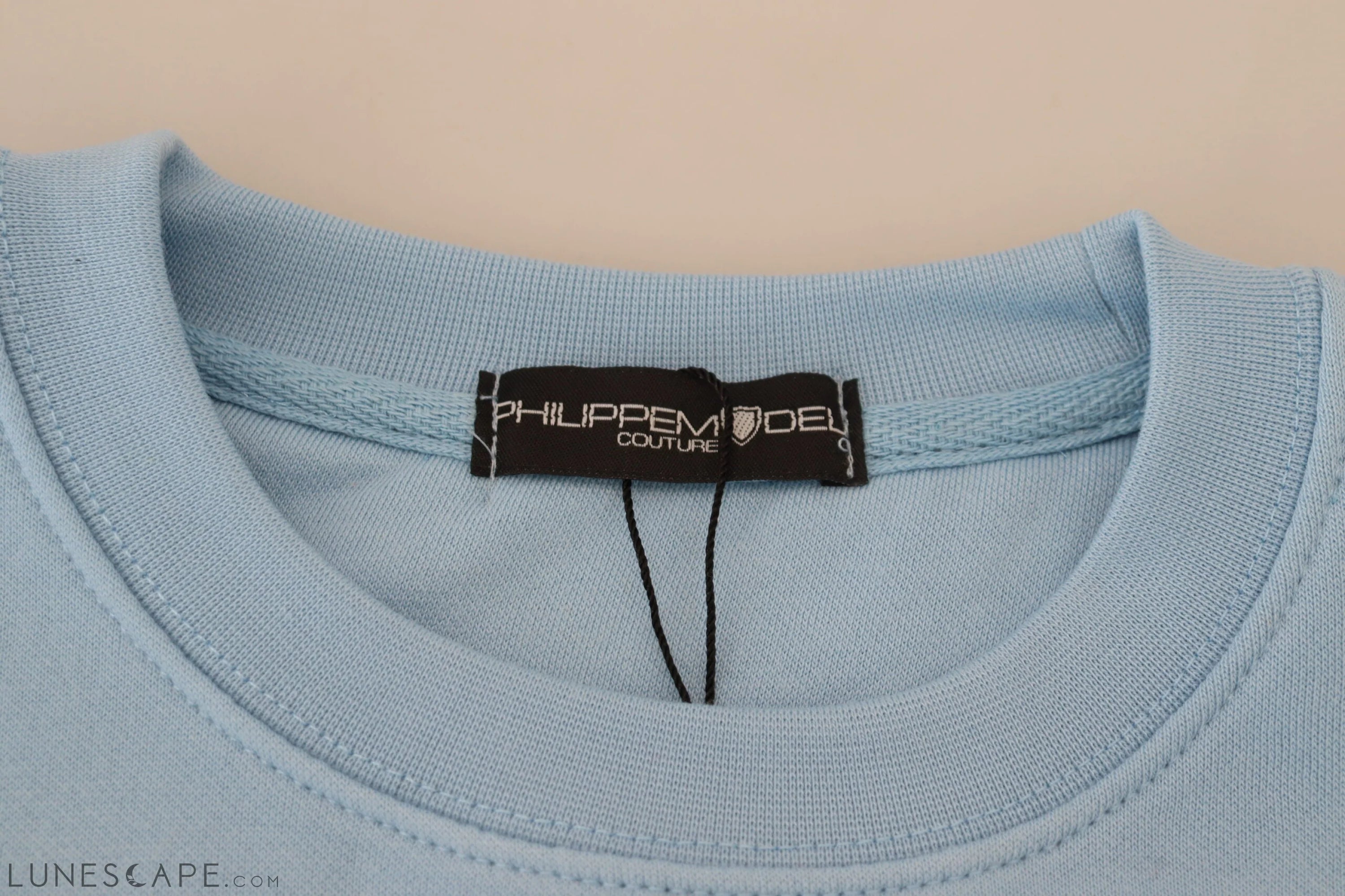 Philippe Model Chic Light Blue Logo Embellished Sweater LUNESCAPE