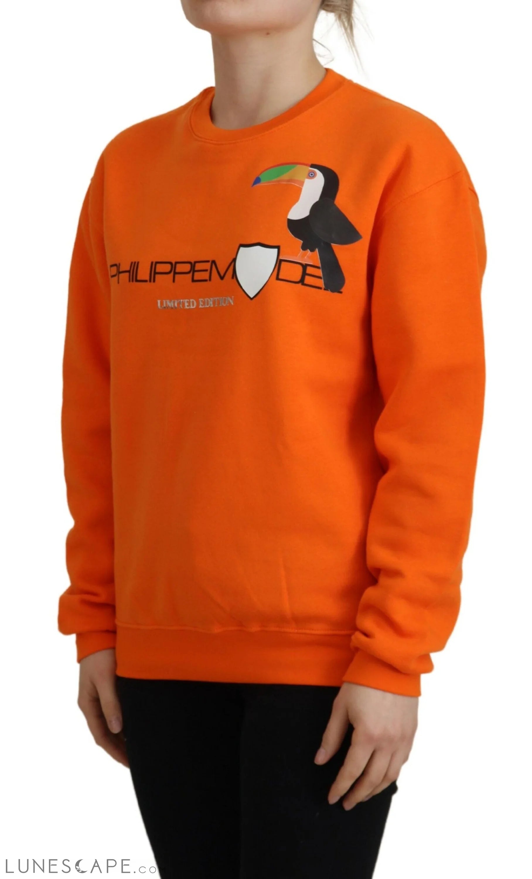 Philippe Model Chic Orange Printed Long Sleeve Pullover Sweater LUNESCAPE