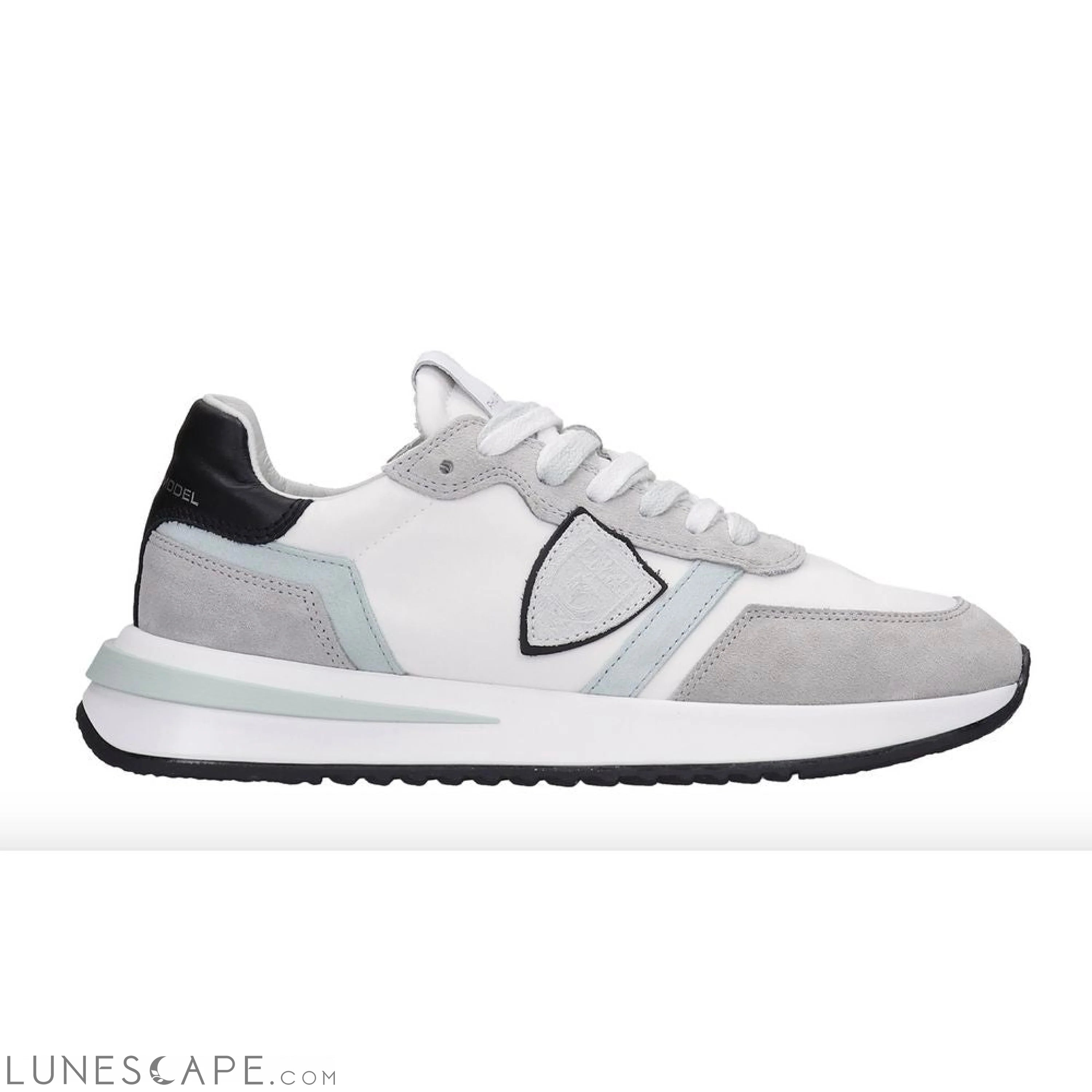 Philippe Model Chic White Fabric Sneakers with Leather Accents LUNESCAPE