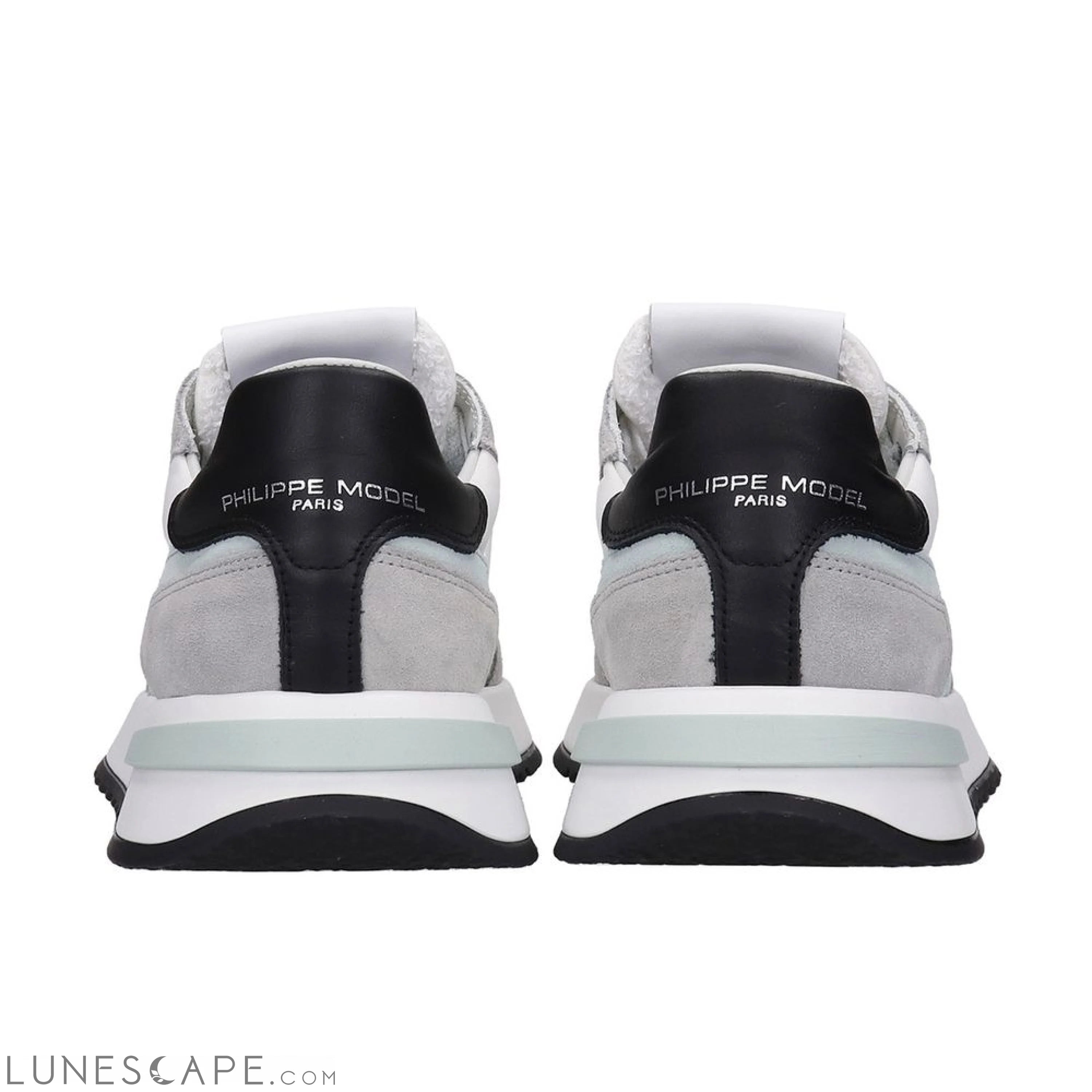 Philippe Model Chic White Fabric Sneakers with Leather Accents LUNESCAPE