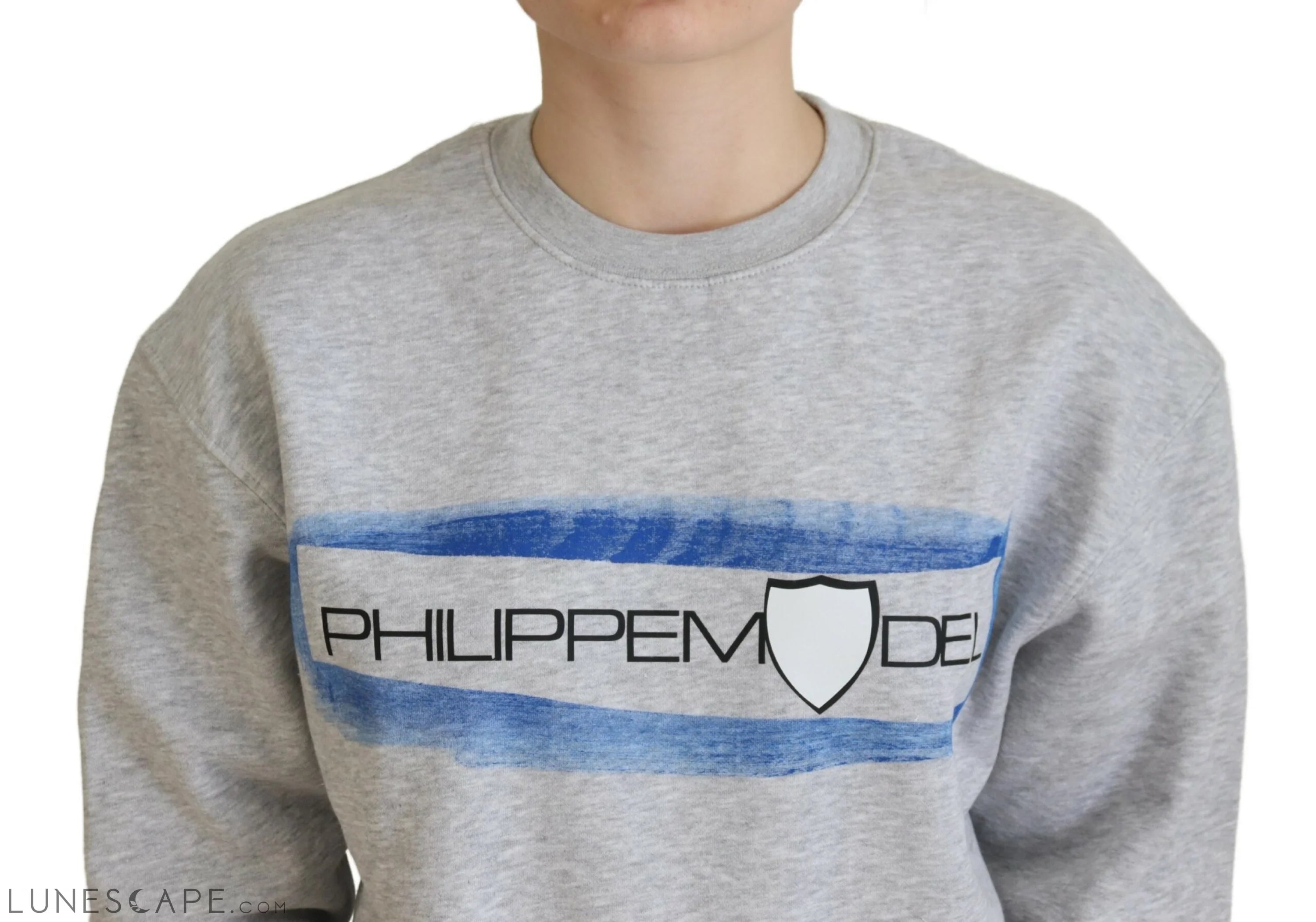 Philippe Model Elegant Gray Printed Cotton Sweater LUNESCAPE