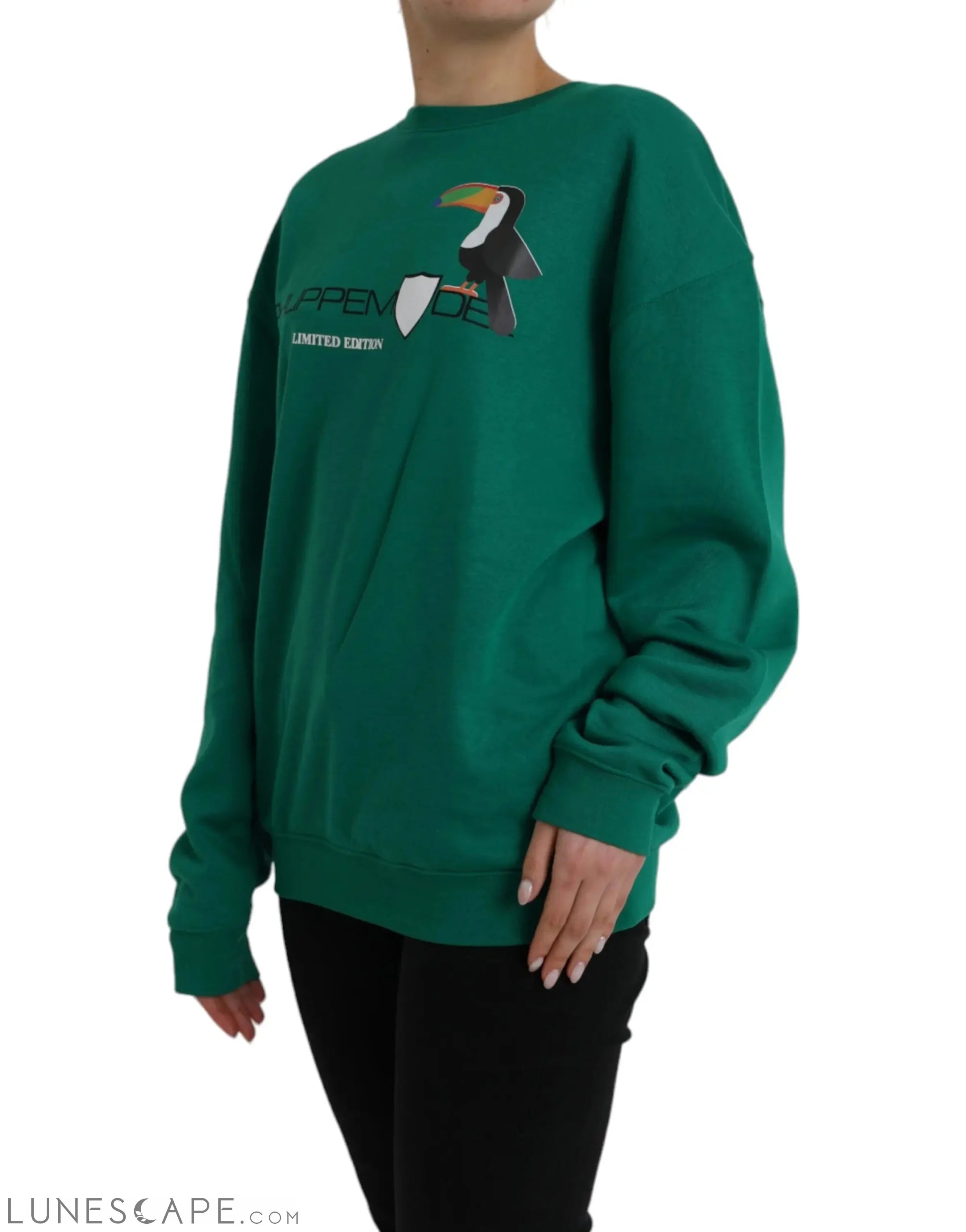 Philippe Model Green Cotton Logo Print Long Sleeves Pullover Sweater LUNESCAPE