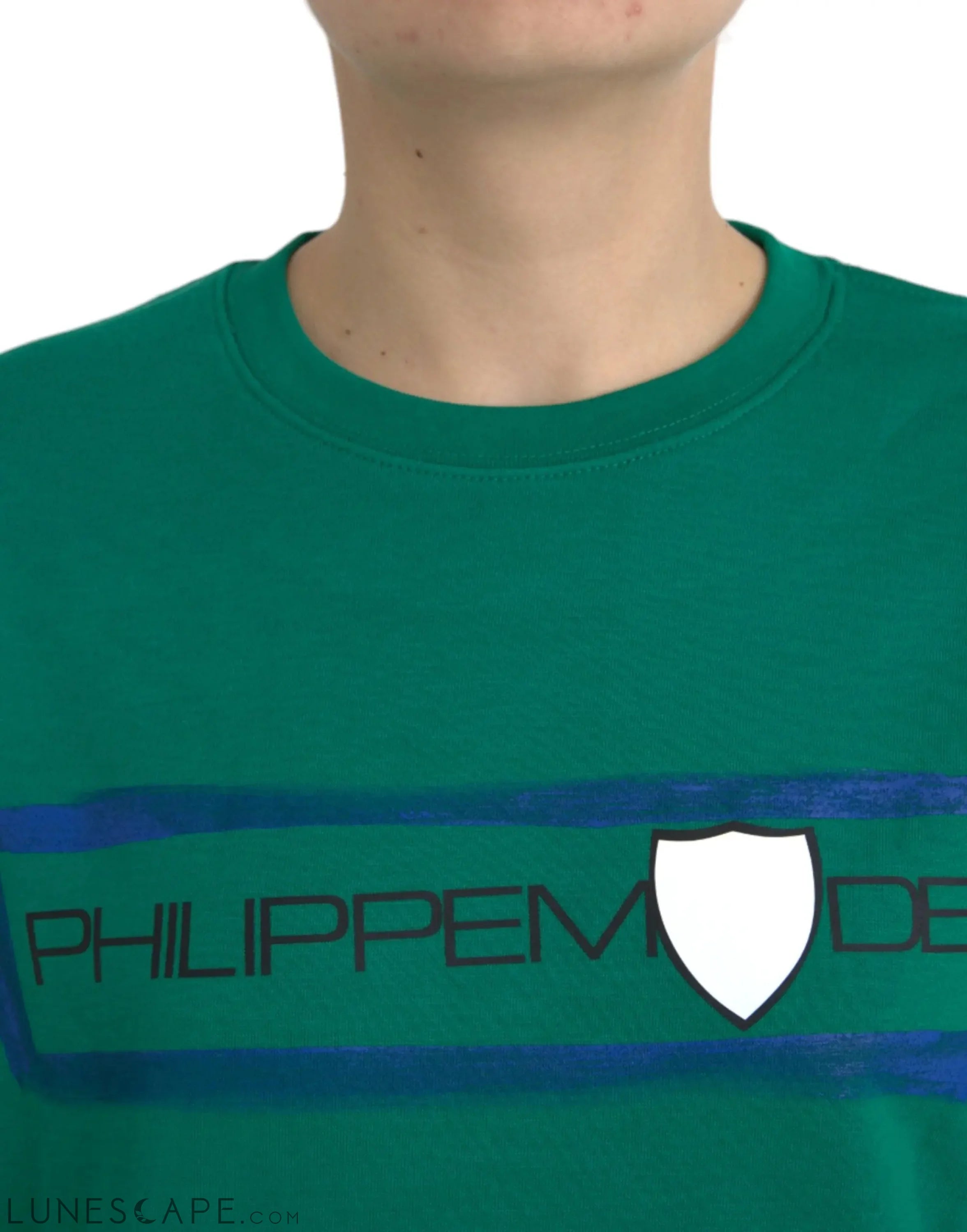 Philippe Model Green Cotton Logo Print Long Sleeves Pullover Sweater LUNESCAPE