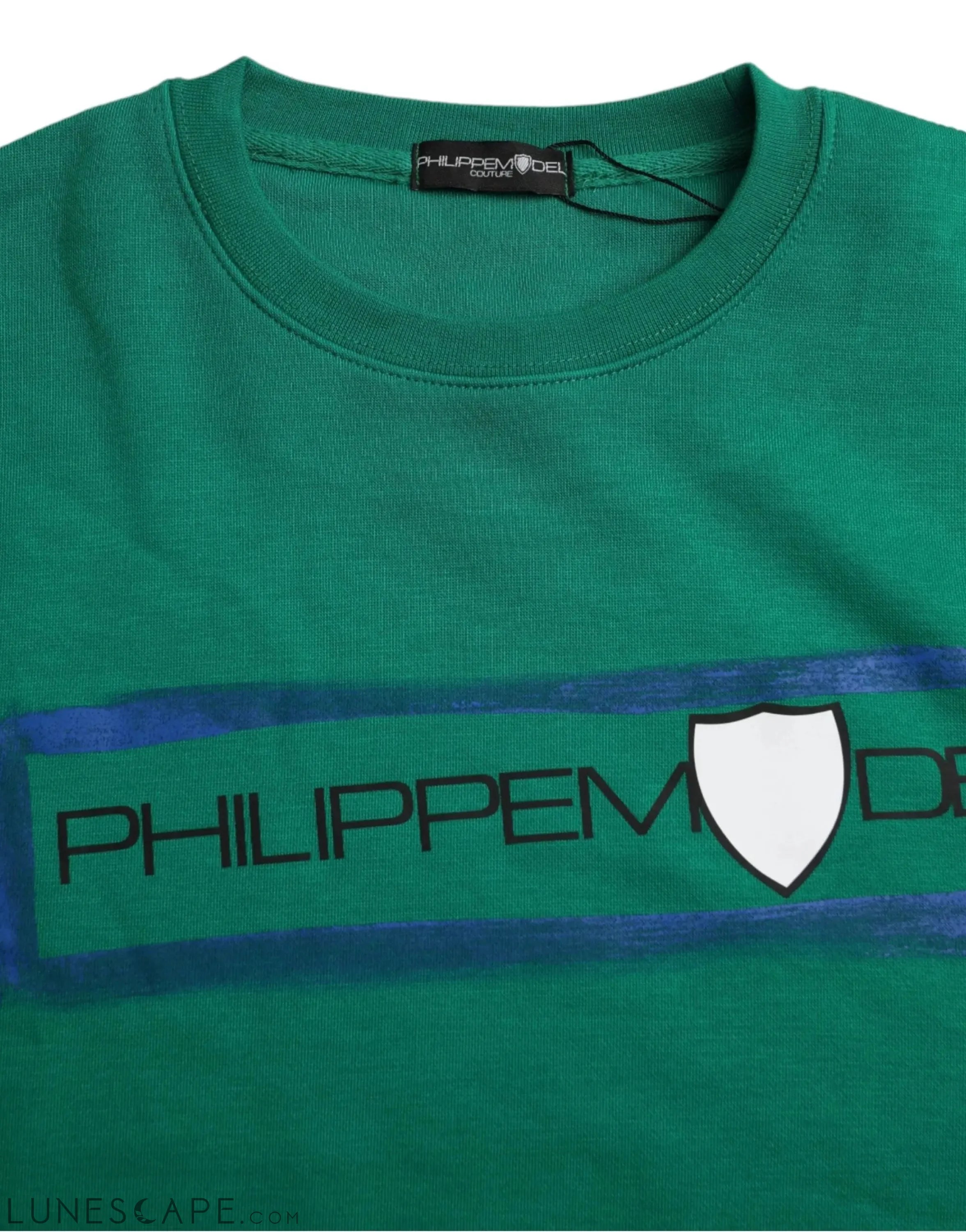 Philippe Model Green Cotton Logo Print Long Sleeves Pullover Sweater LUNESCAPE