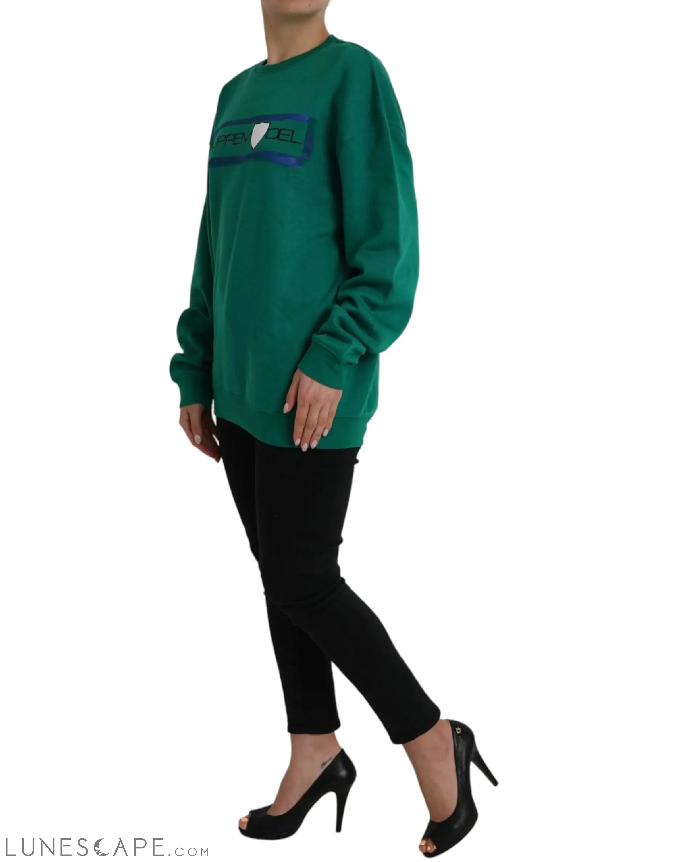 Philippe Model Green Cotton Logo Print Long Sleeves Pullover Sweater LUNESCAPE