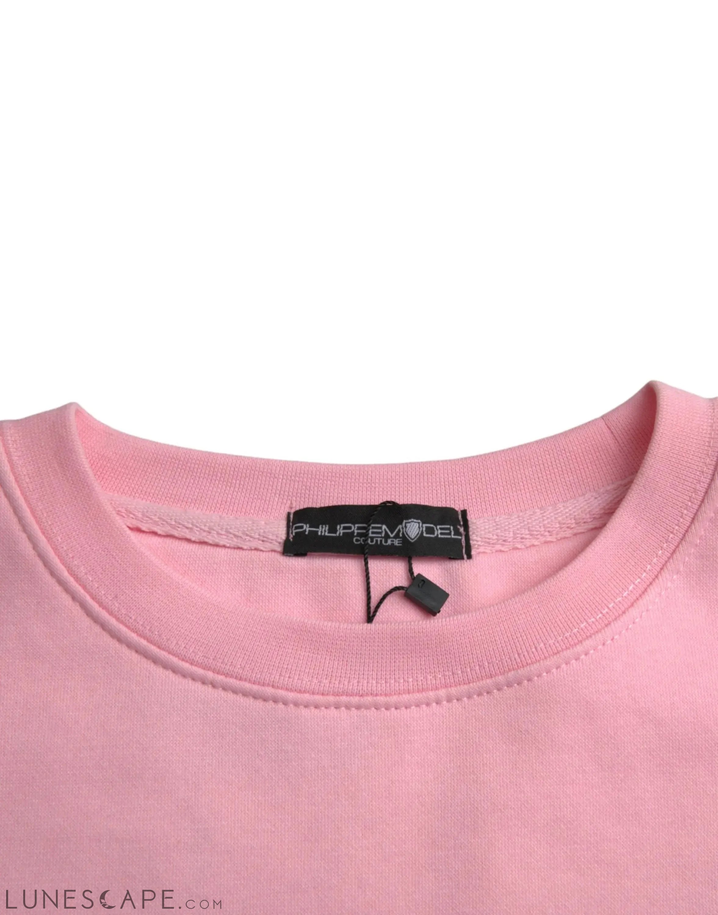 Philippe Model Pink Cotton Logo Long Sleeves Pullover Sweater LUNESCAPE