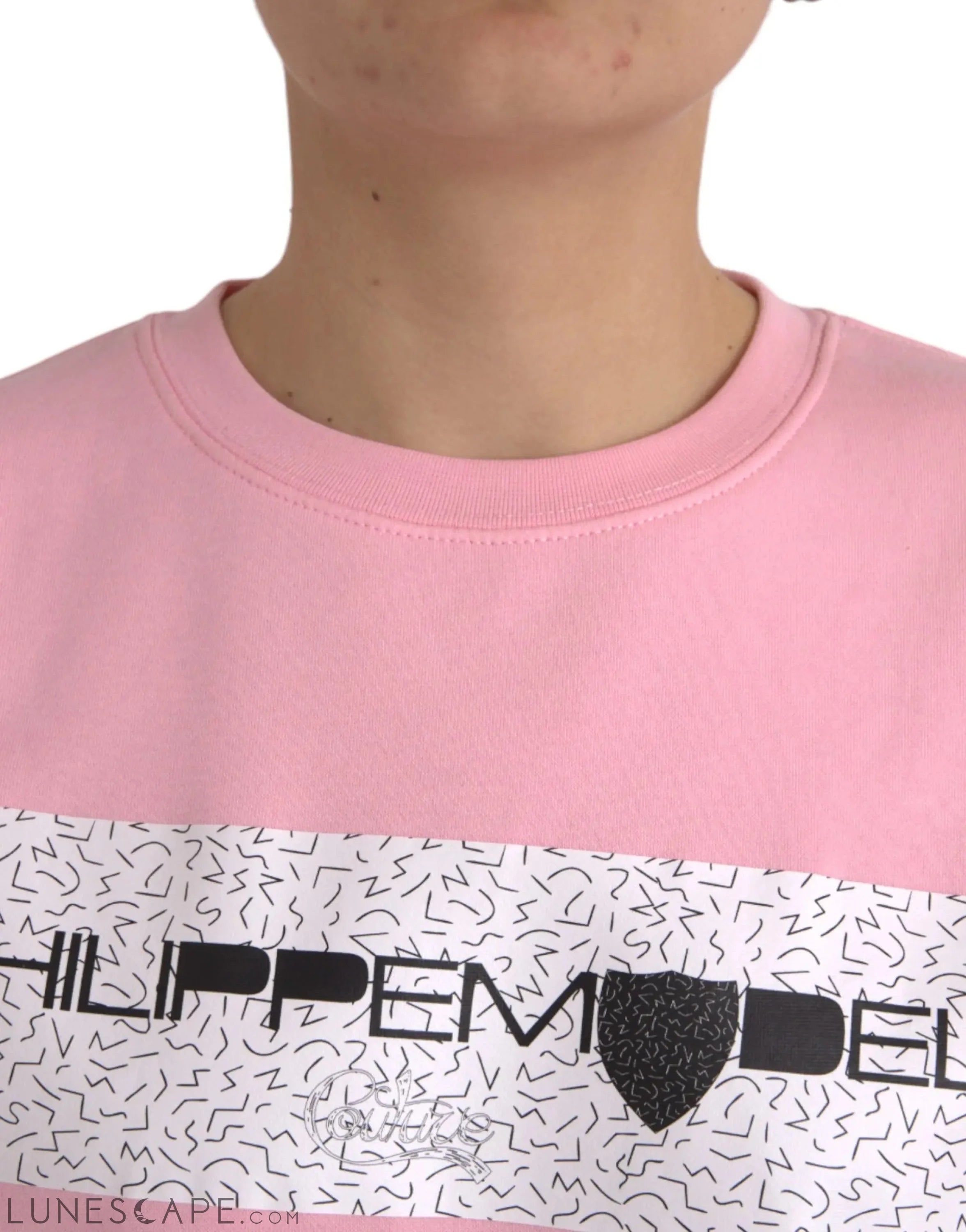 Philippe Model Pink Cotton Logo Long Sleeves Pullover Sweater LUNESCAPE