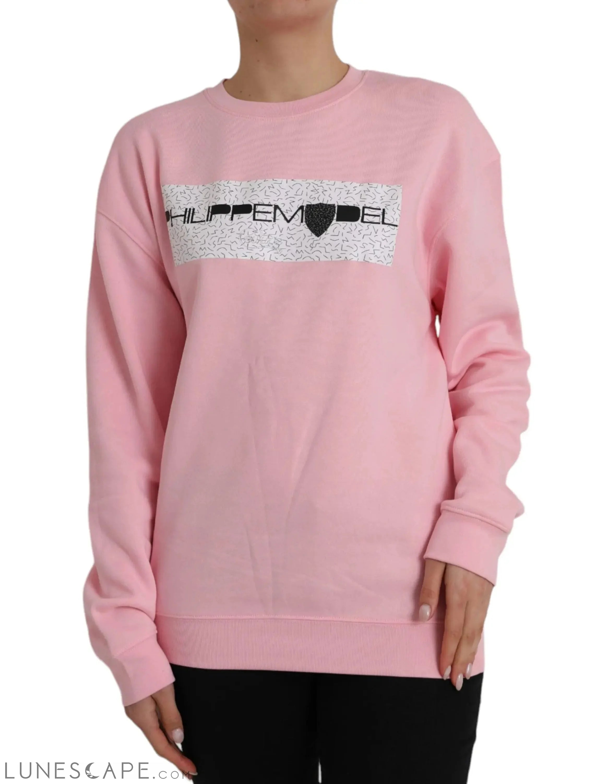 Philippe Model Pink Cotton Logo Long Sleeves Pullover Sweater LUNESCAPE