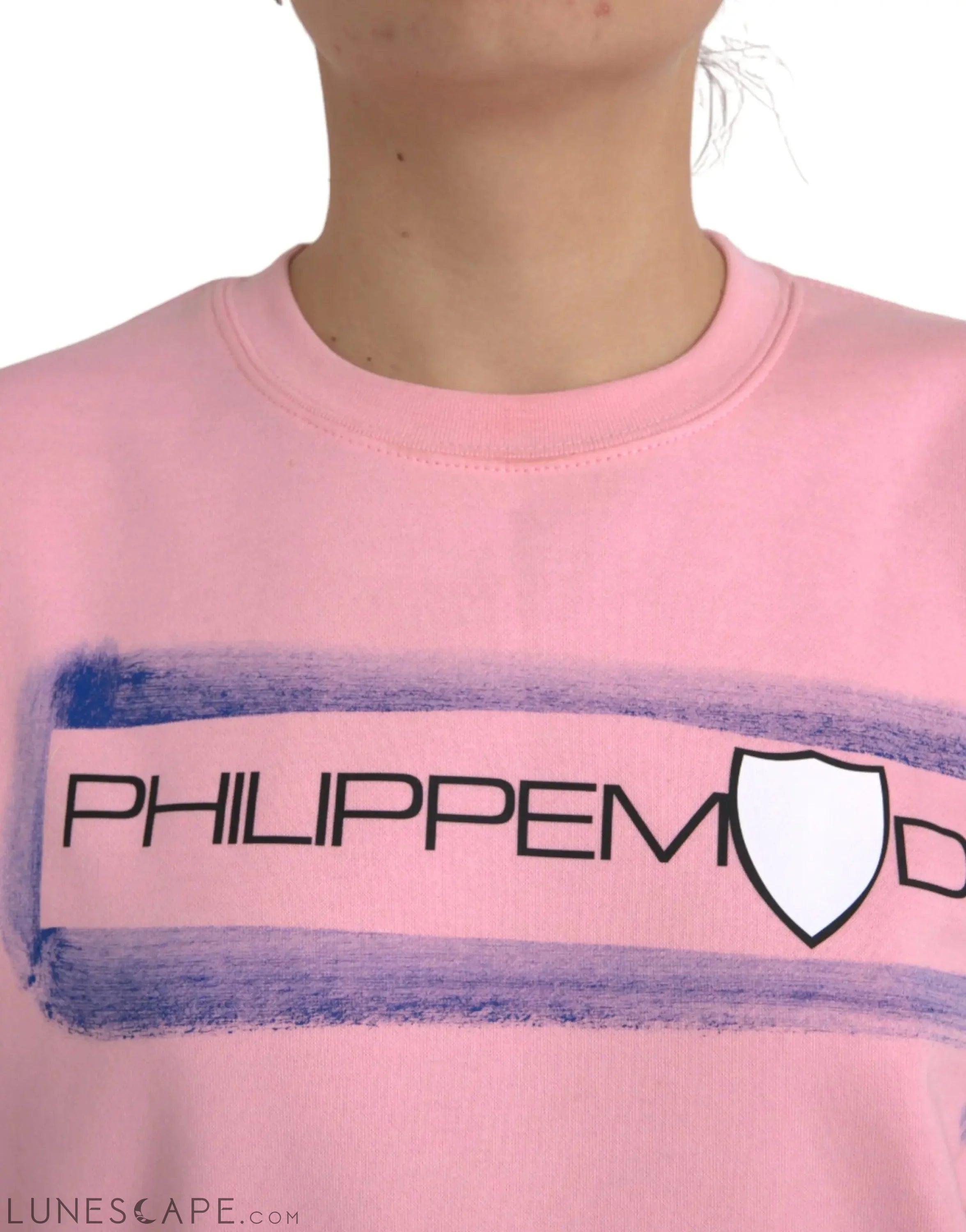 Philippe Model Pink Cotton Logo Print Long Sleeves Pullover Sweater LUNESCAPE