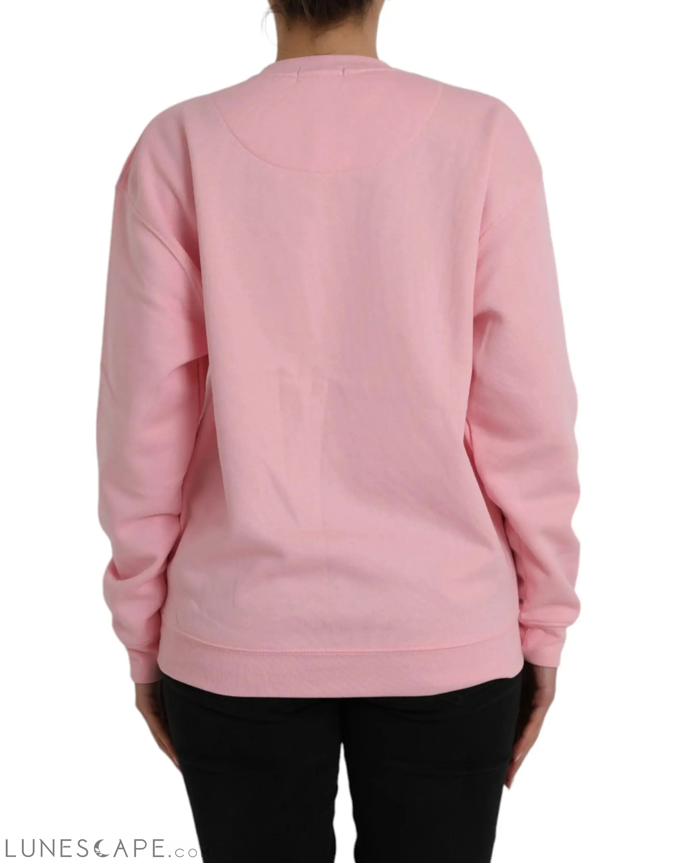 Philippe Model Pink Cotton Logo Print Long Sleeves Pullover Sweater LUNESCAPE