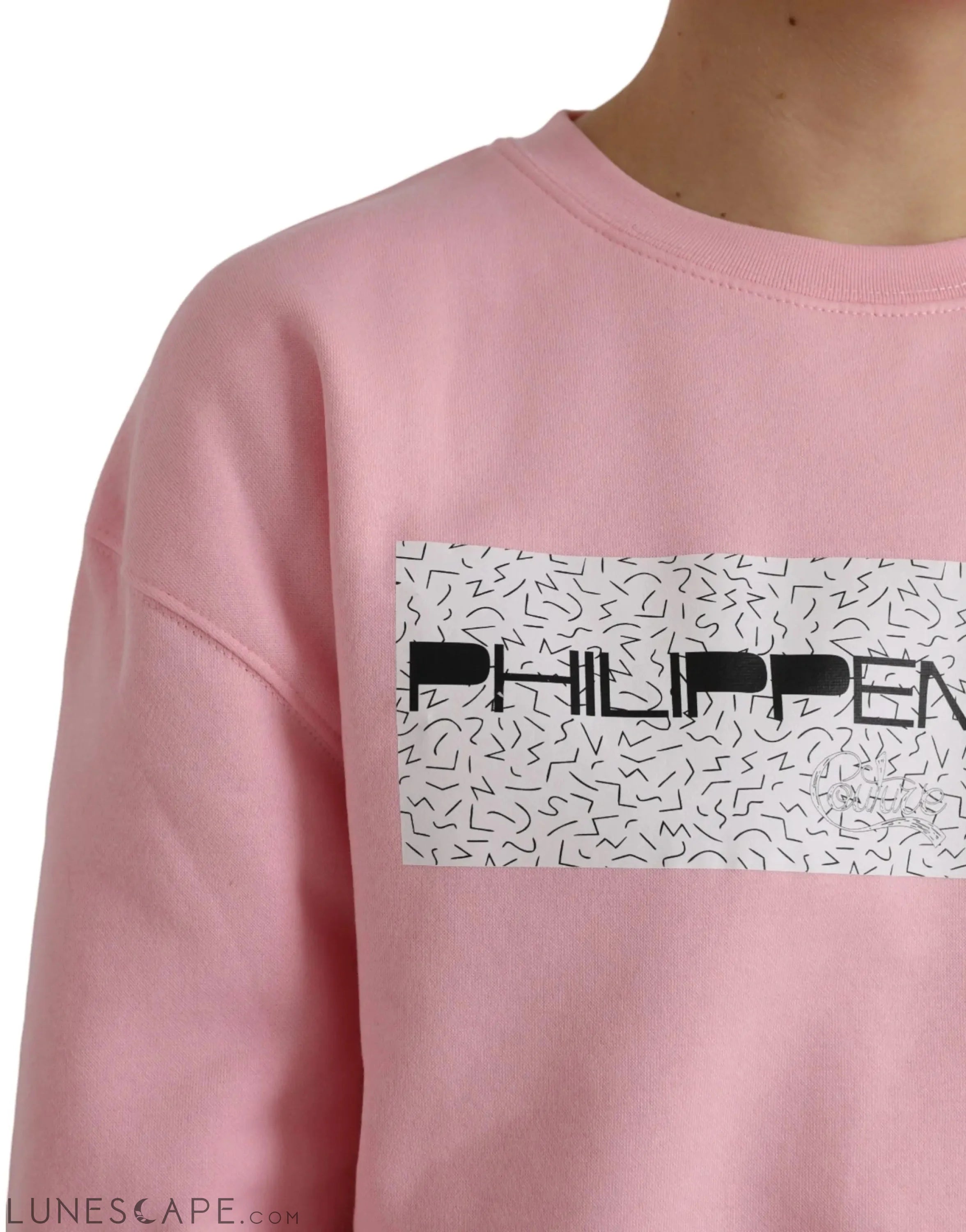 Philippe Model Pink Cotton Logo Print Long Sleeves Pullover Sweater LUNESCAPE