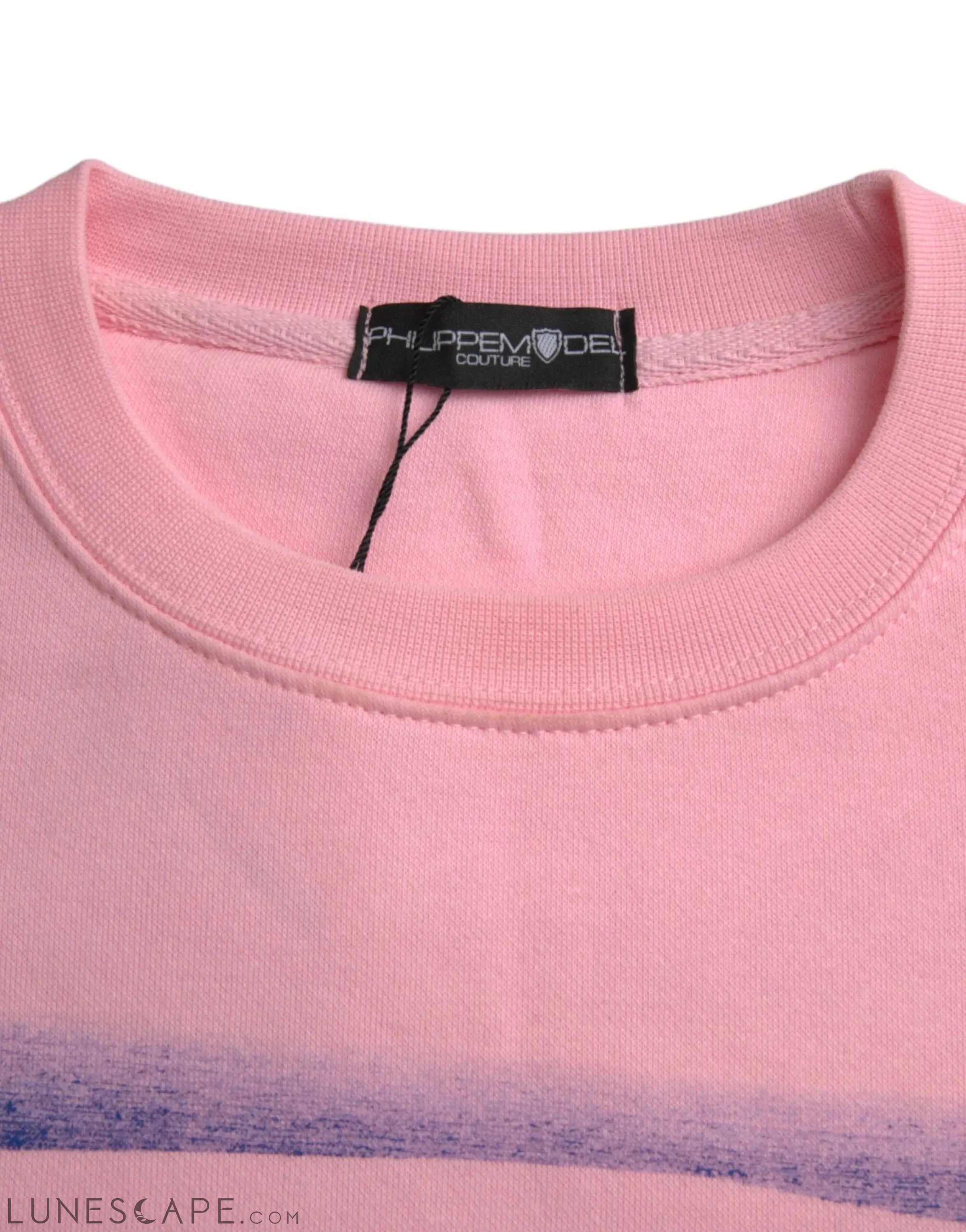 Philippe Model Pink Cotton Logo Print Long Sleeves Pullover Sweater LUNESCAPE