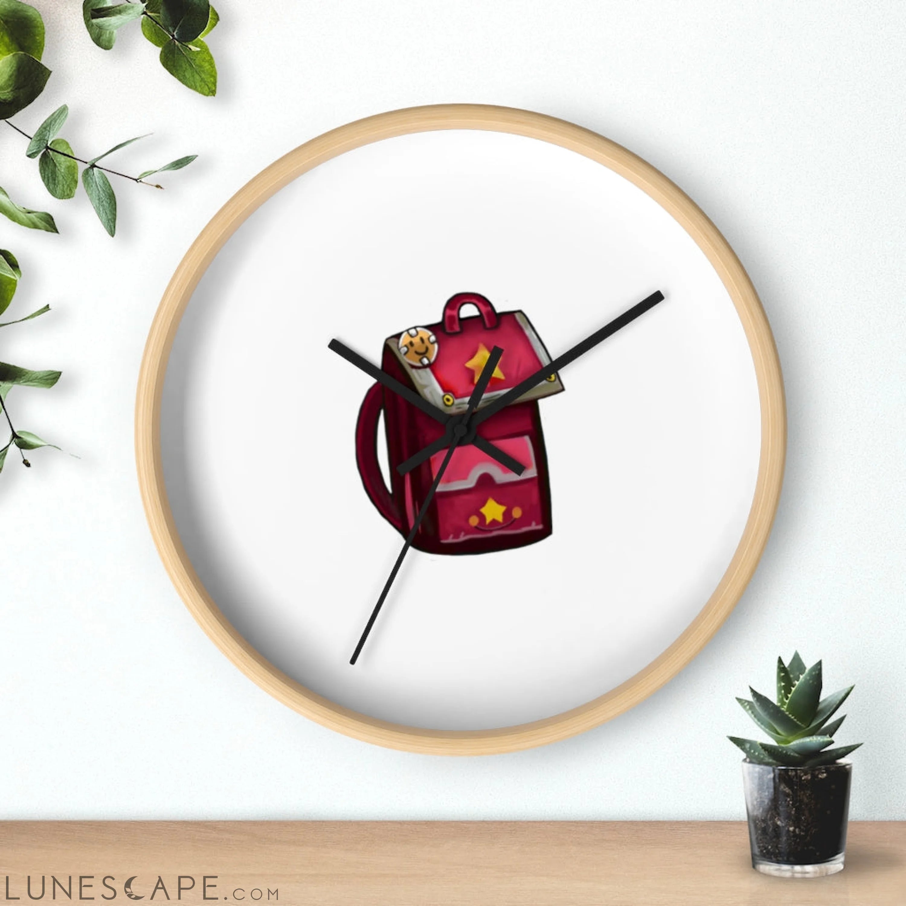 Pink Bag Wall clock LUNESCAPE