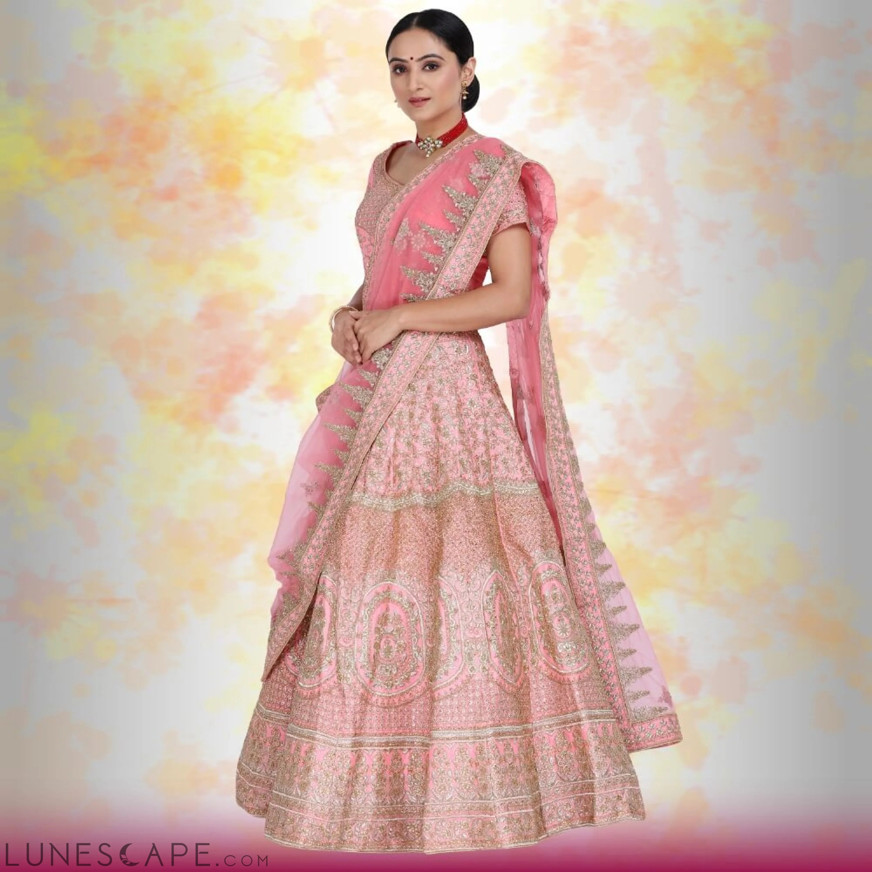 Pink Bridal Lehenga for Wedding LUNESCAPE