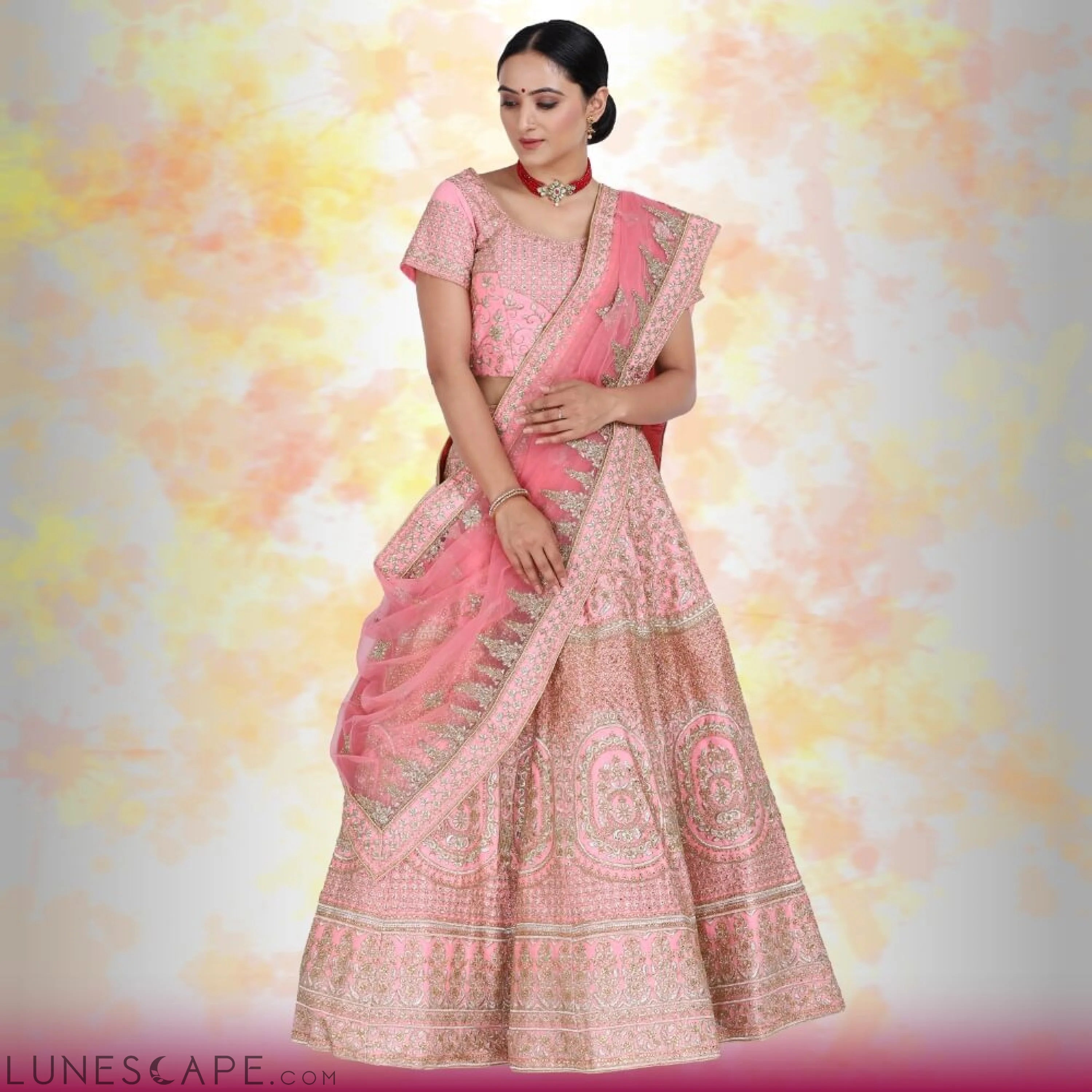 Pink Bridal Lehenga for Wedding LUNESCAPE