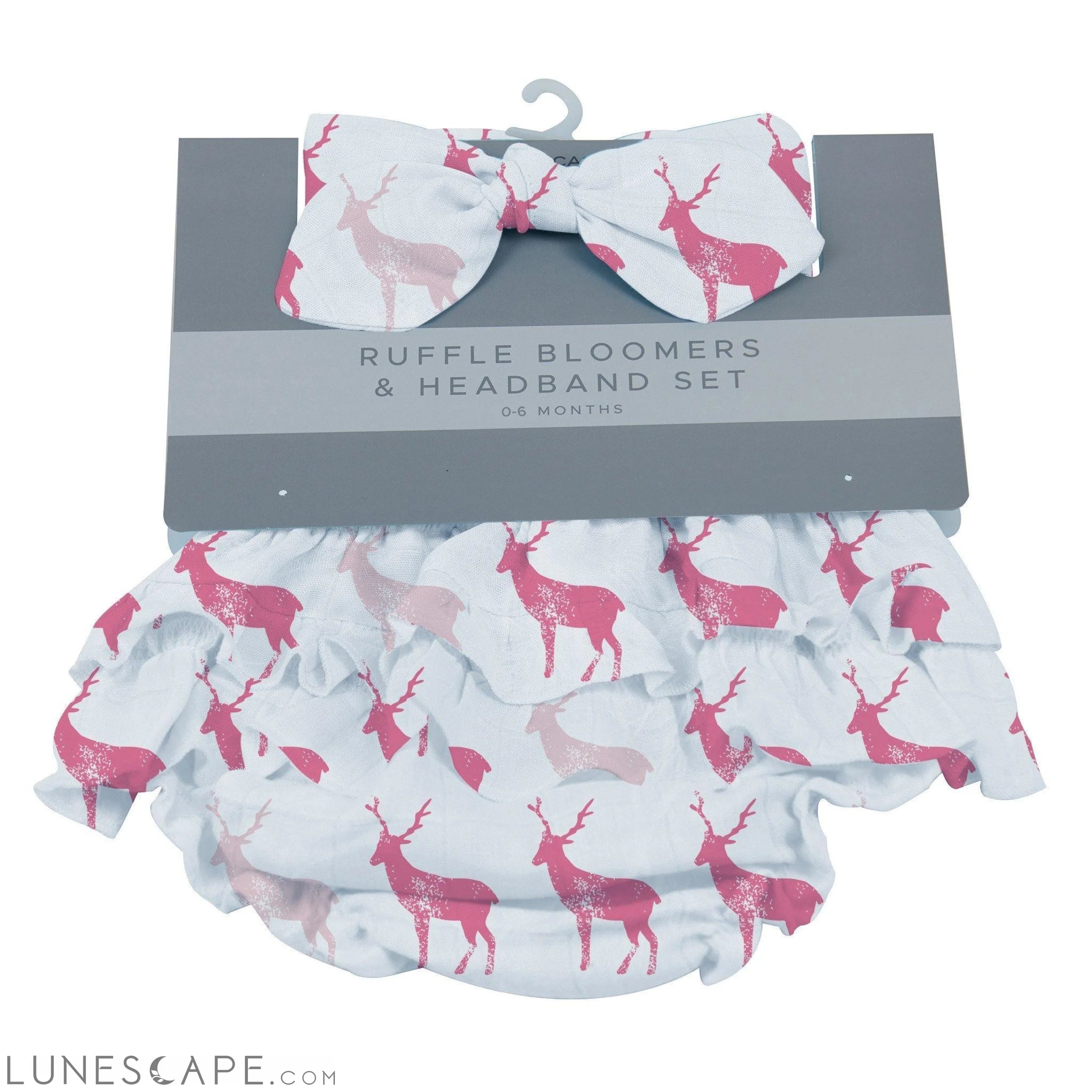 Pink Deer Ruffle Bloomers and Headband Set LUNESCAPE