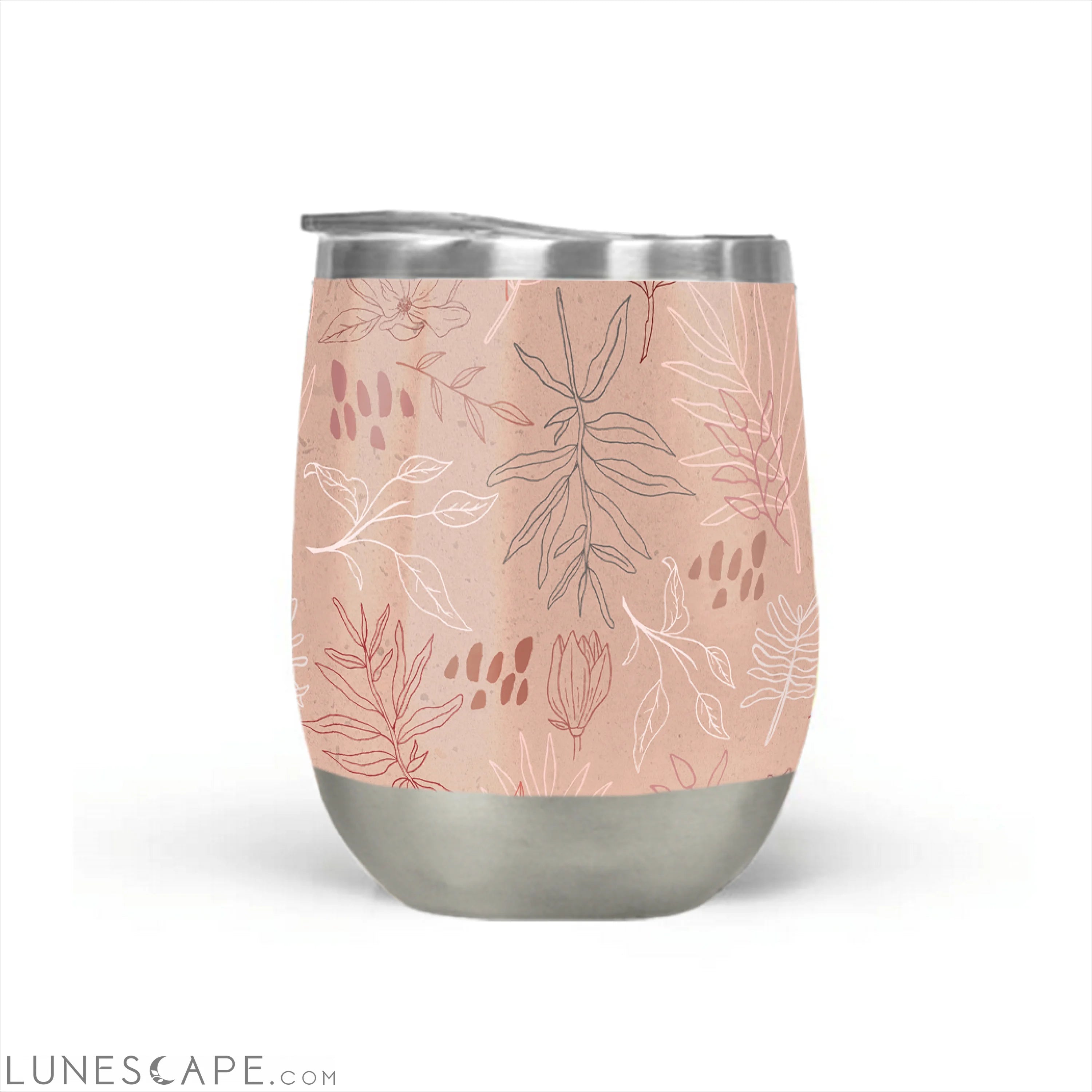 Pink Desert Leaf Wine Tumbler LUNESCAPE