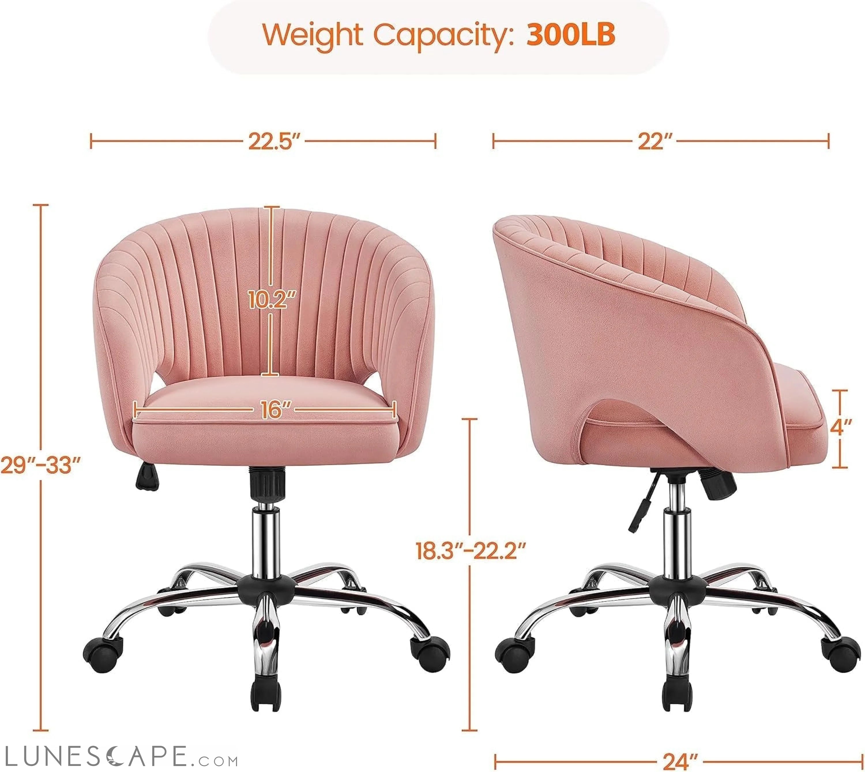Pink Desk Chair Vanity Chair with Back Home Office Chair Cute Desk LUNESCAPE