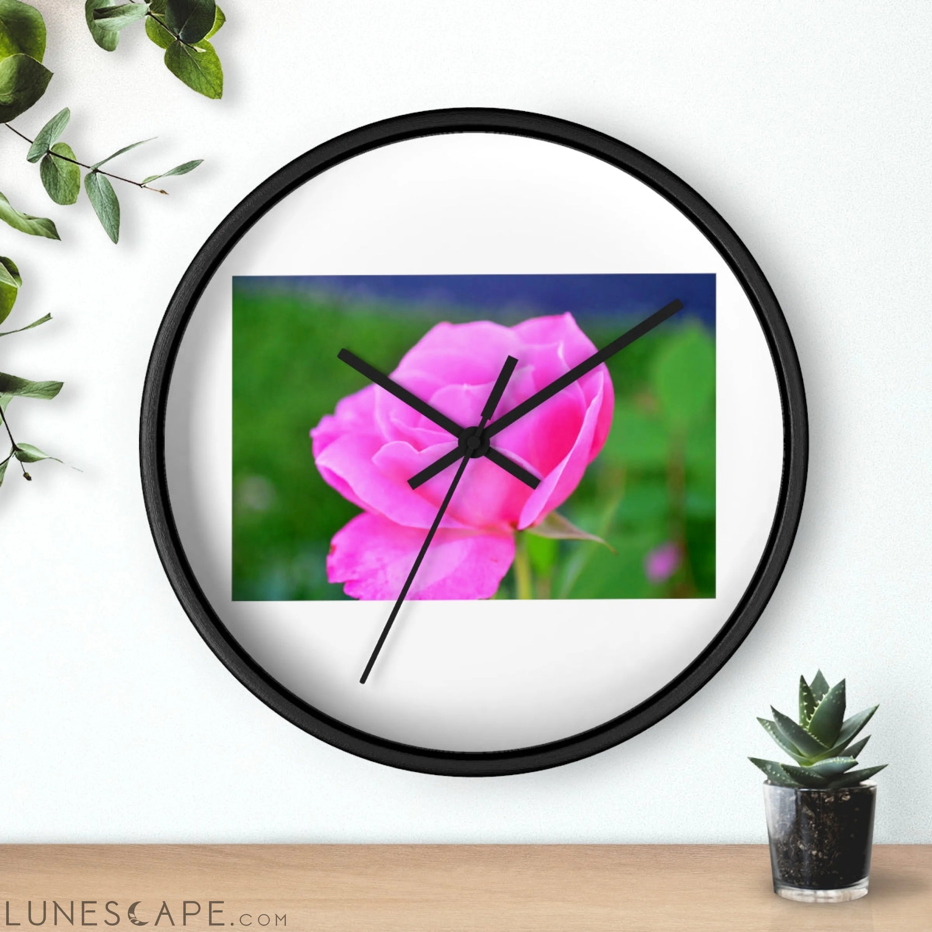 Pink Flower Wall clock LUNESCAPE