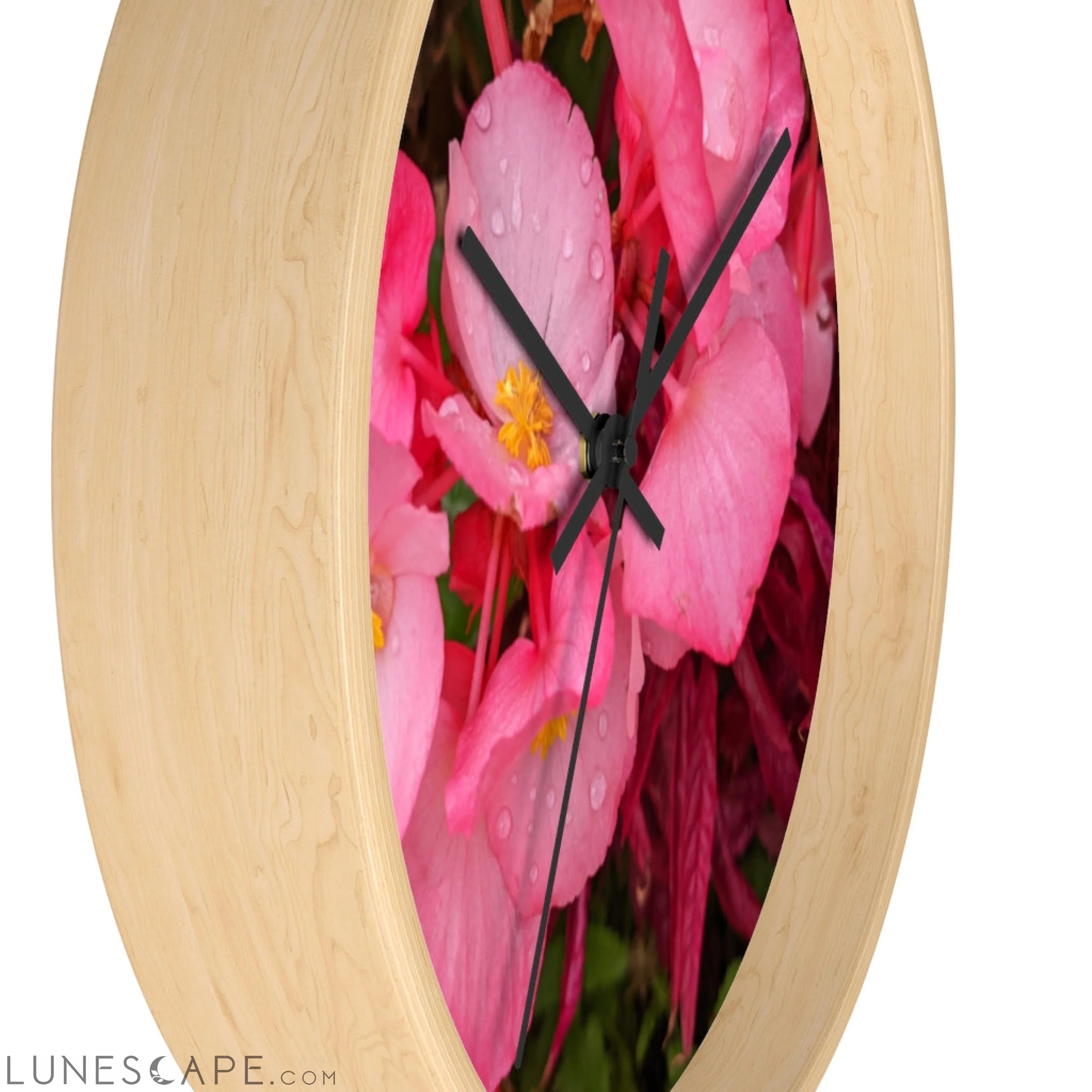 Pink Flowers Wall clock LUNESCAPE