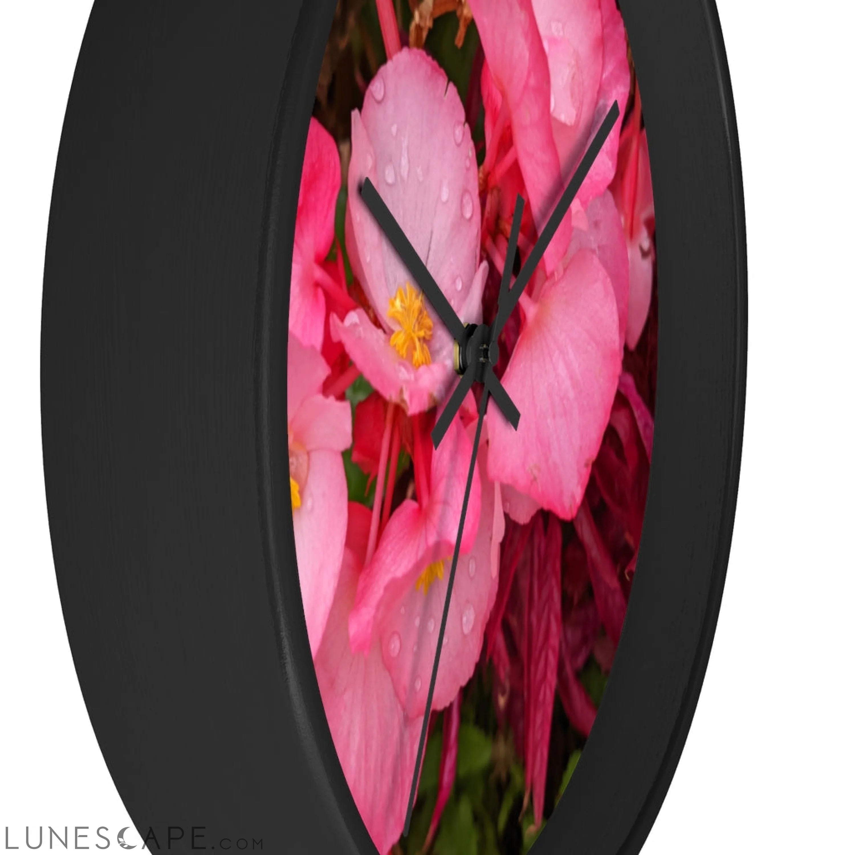 Pink Flowers Wall clock LUNESCAPE
