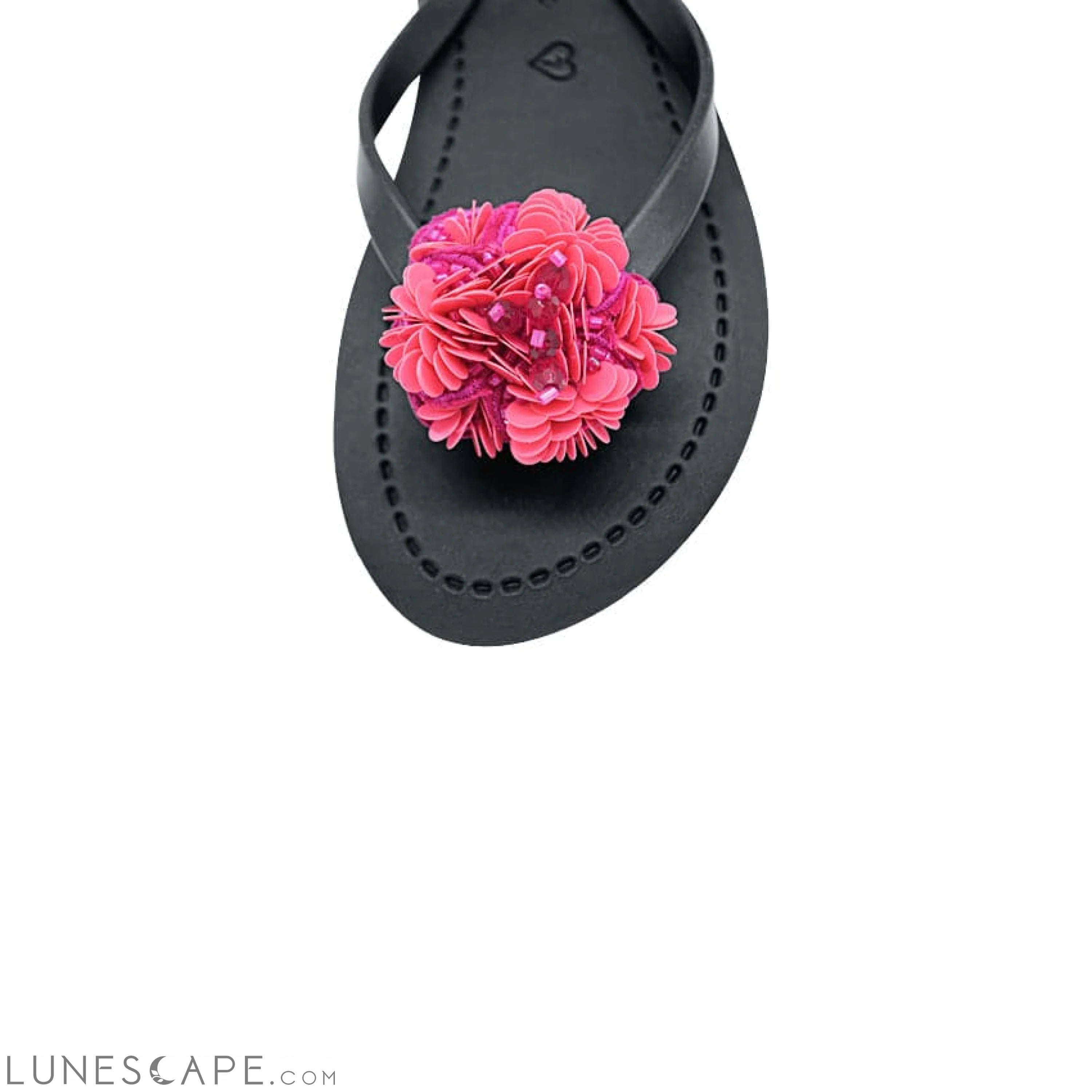 Pink Noho Flower- Embroidered Flat Flip Flops Sandal LUNESCAPE