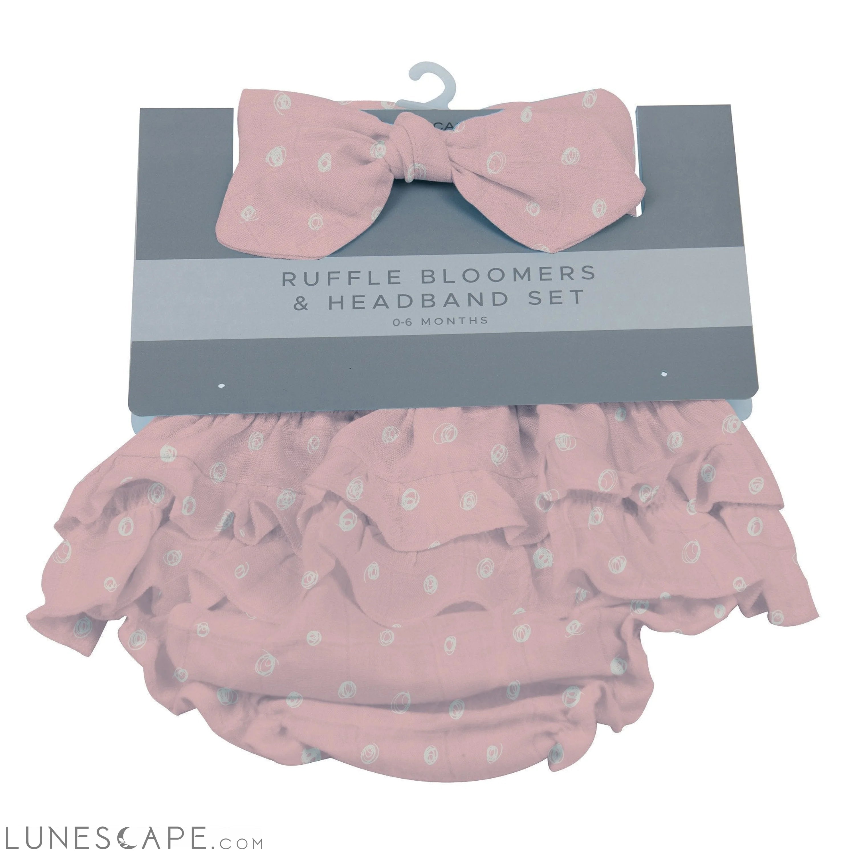 Pink Pearl Polka Dot Ruffle Bloomers and Headband Set LUNESCAPE
