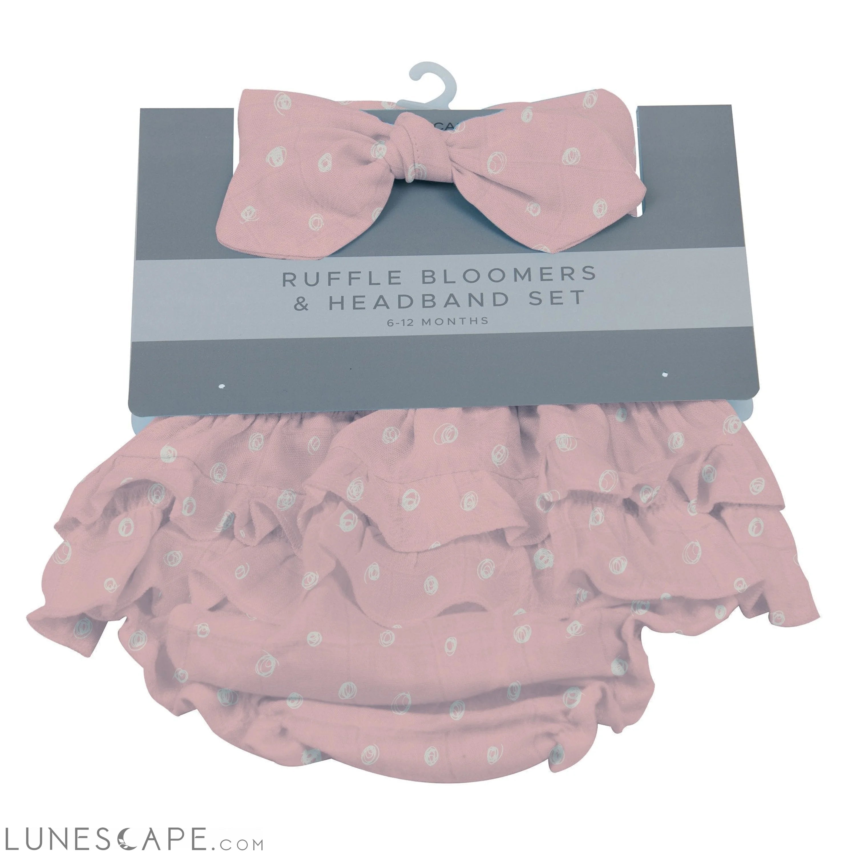 Pink Pearl Polka Dot Ruffle Bloomers and Headband Set LUNESCAPE